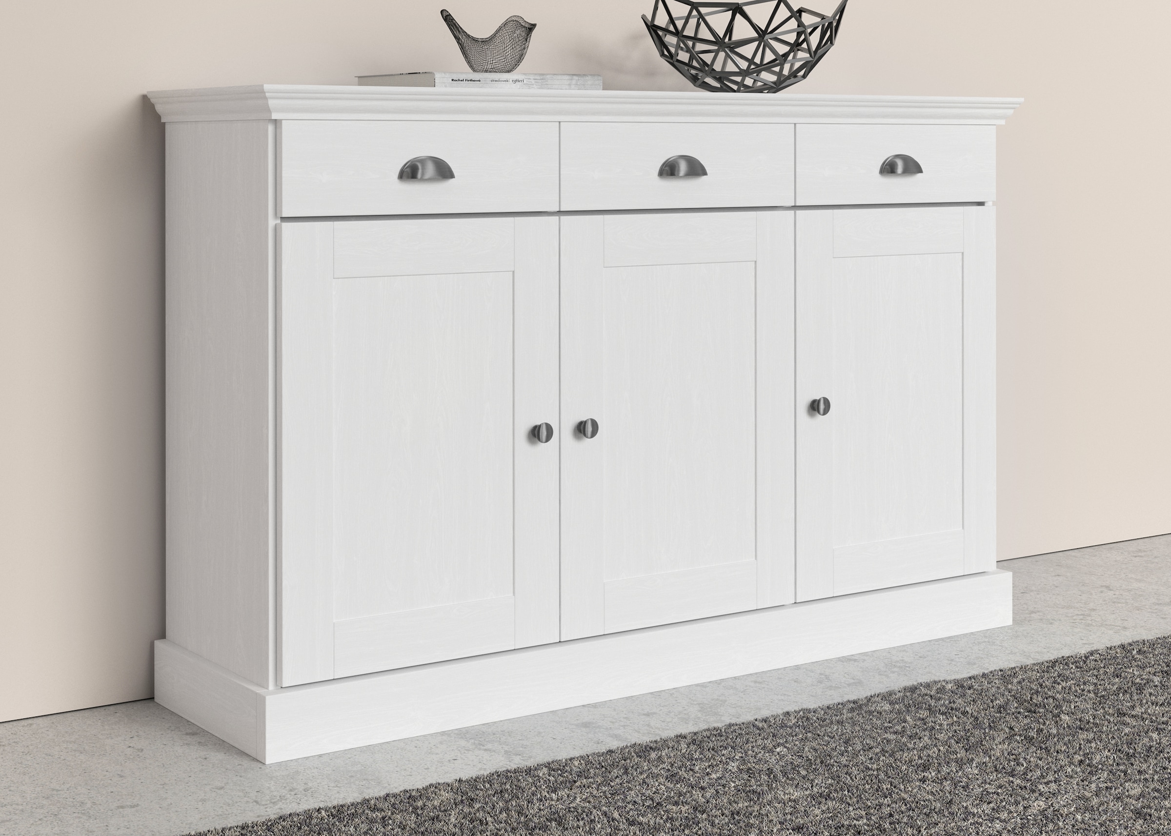 GOODproduct Sideboard »Motala« Kommode, 3 Schubladen und 2 verstellbare Einlegeböden, Breite 125 cm