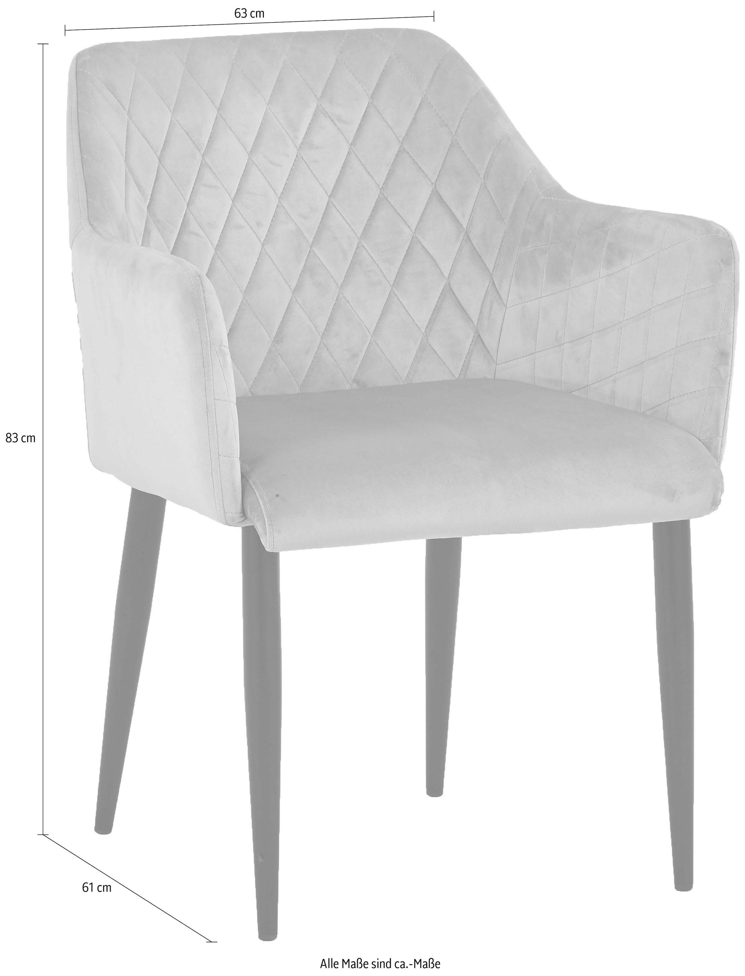 SIT Chaise rembourrée »2er-Set Armlehnstuhl Samt Altrosa mit Stahlgestell« (Ensemble) 2 cuisCouture en losange élégante avec aspect velours de haute qualité