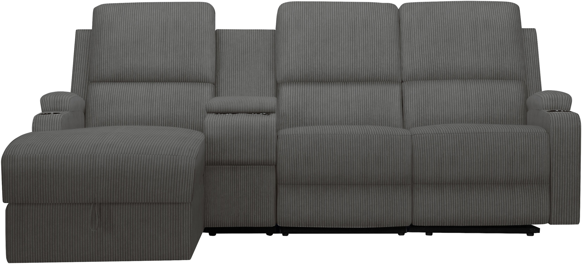 GOODproduct Canapé d'angle »NAPORI Multimediasofa, 3er Kinosessel XXL, L-Form, Cord« Kinosofa mit Relaxfunktion, Getränkehalter, Staufach und Staukasten