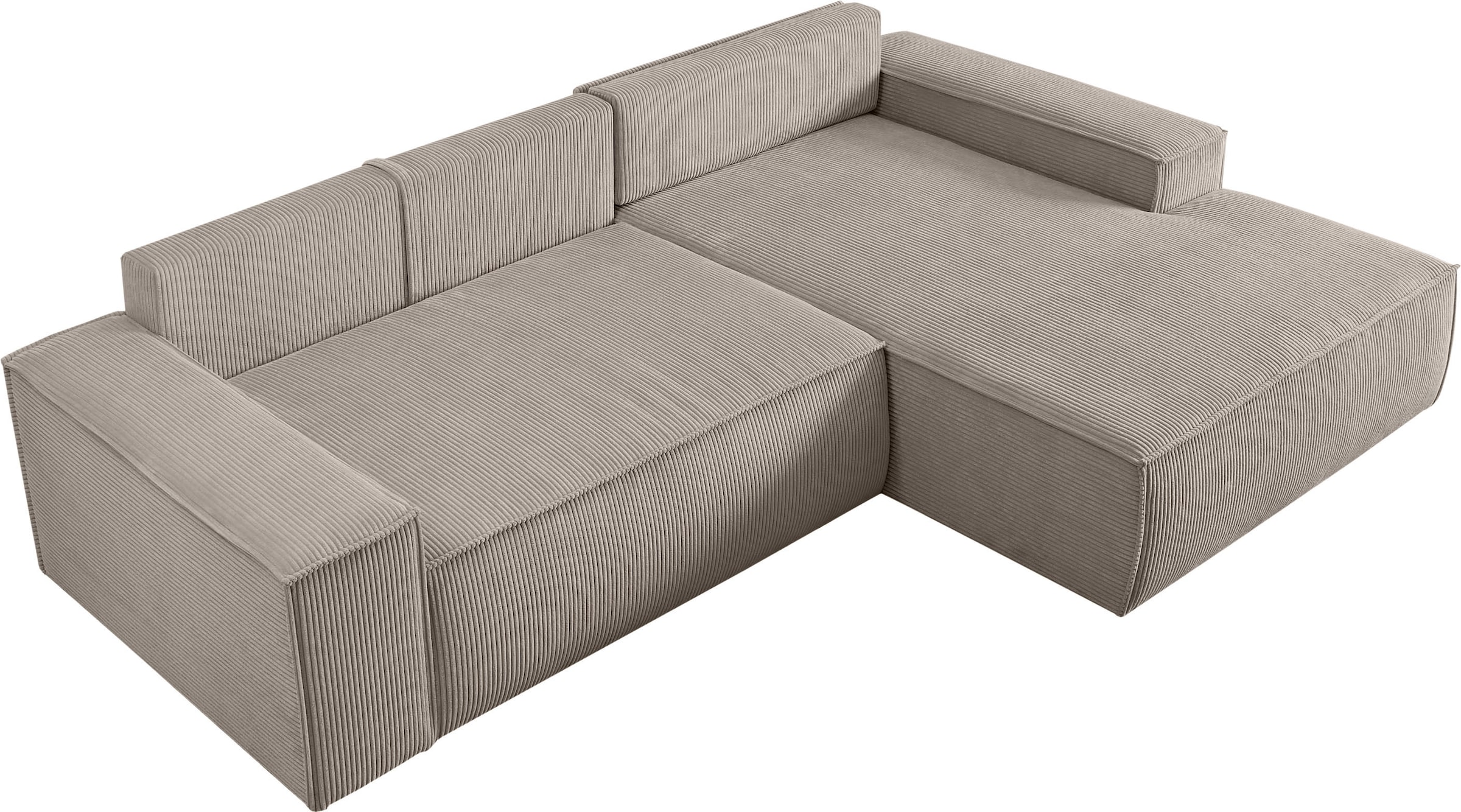 Home affaire Ecksofa »SHERWOOD L-Form, 267 cm - OTTO. Verlässliche Qualität.« Schlaffunktion mit Bettkasten (210x136 cm), Cord, Vintage, Samtvelours