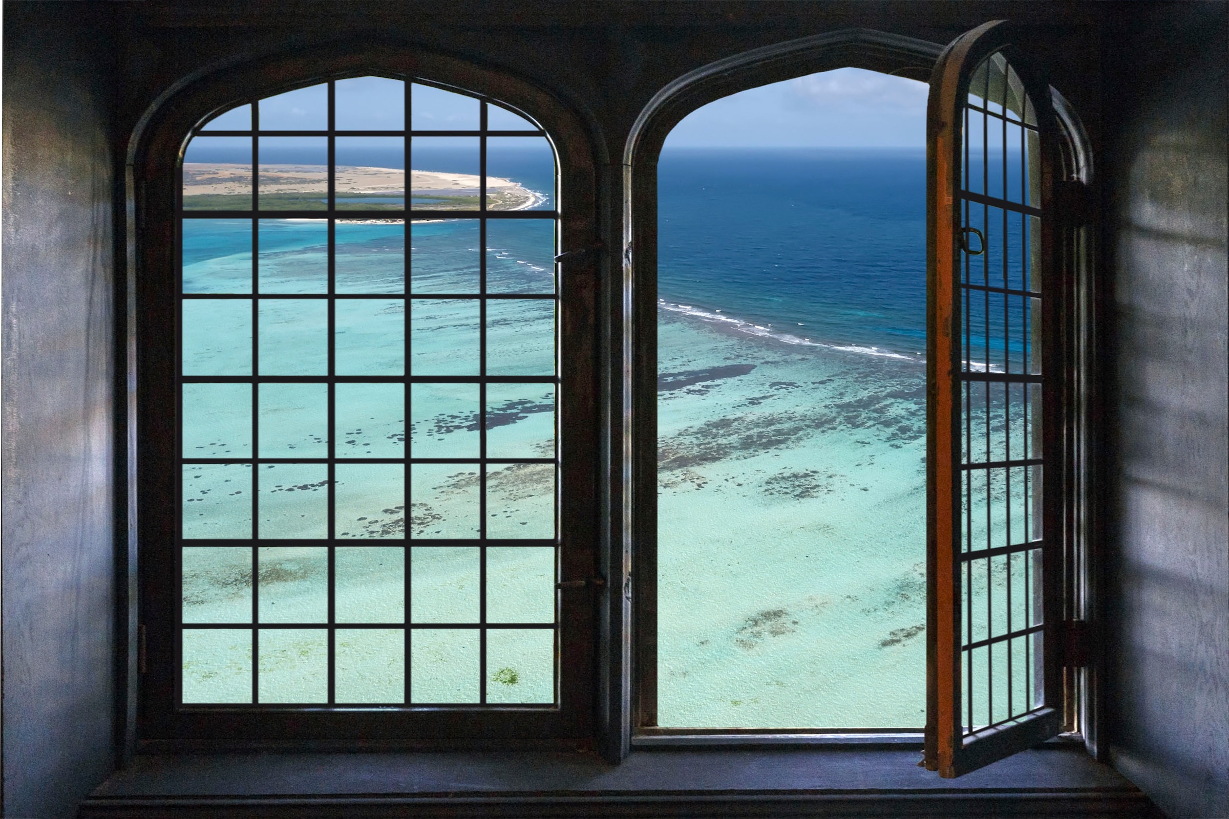 queence Autocollants muraux »Südsee« Wandsticker, Wandbild, selbstklebend, 3D, Fenster