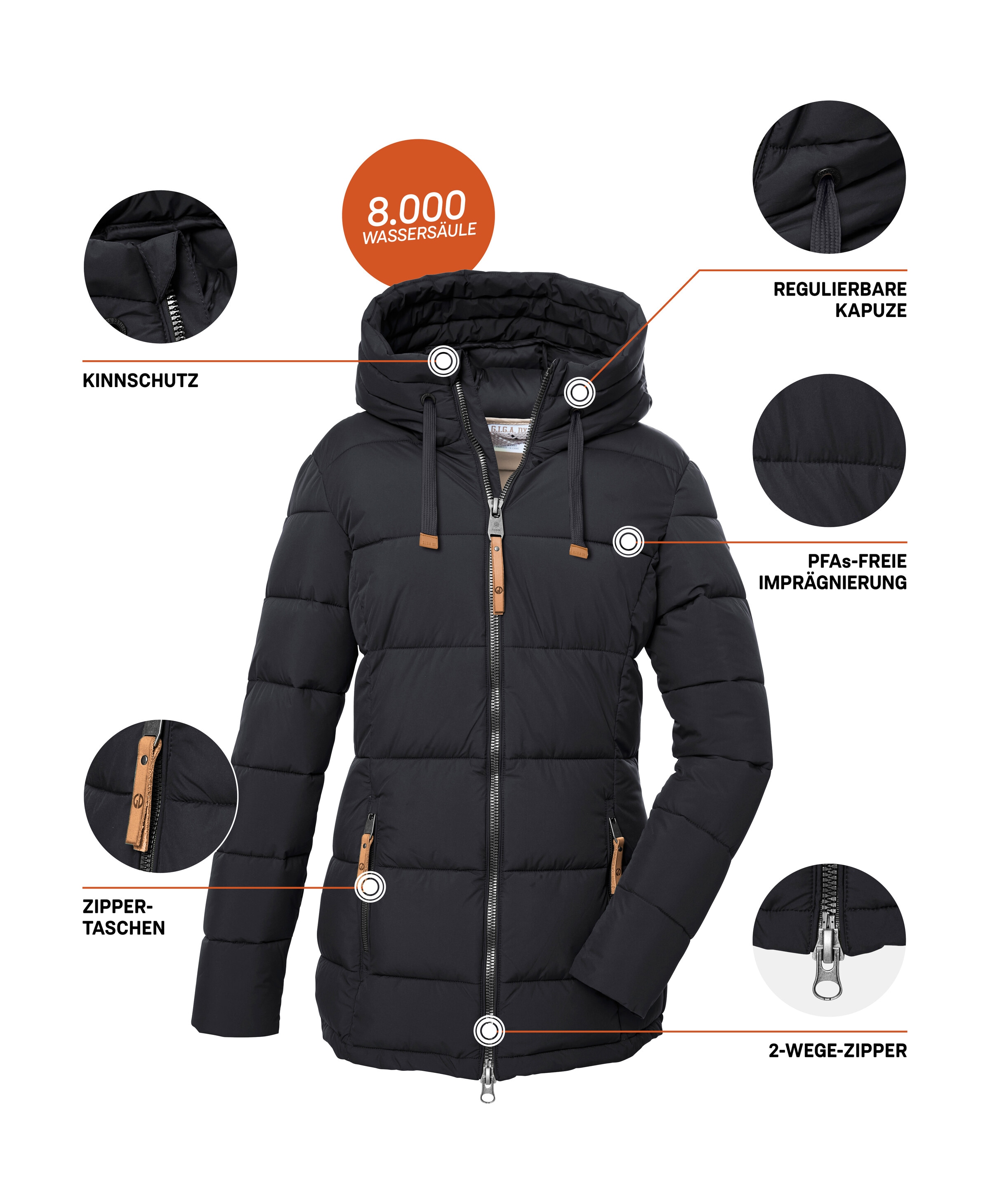 G.I.G.A. DX by killtec Veste matelassée »GW 12 WMN QLTD JCKT« Steppjacke: wasserabweisend, atmungsaktiv, hoher Kragen, Kapuze