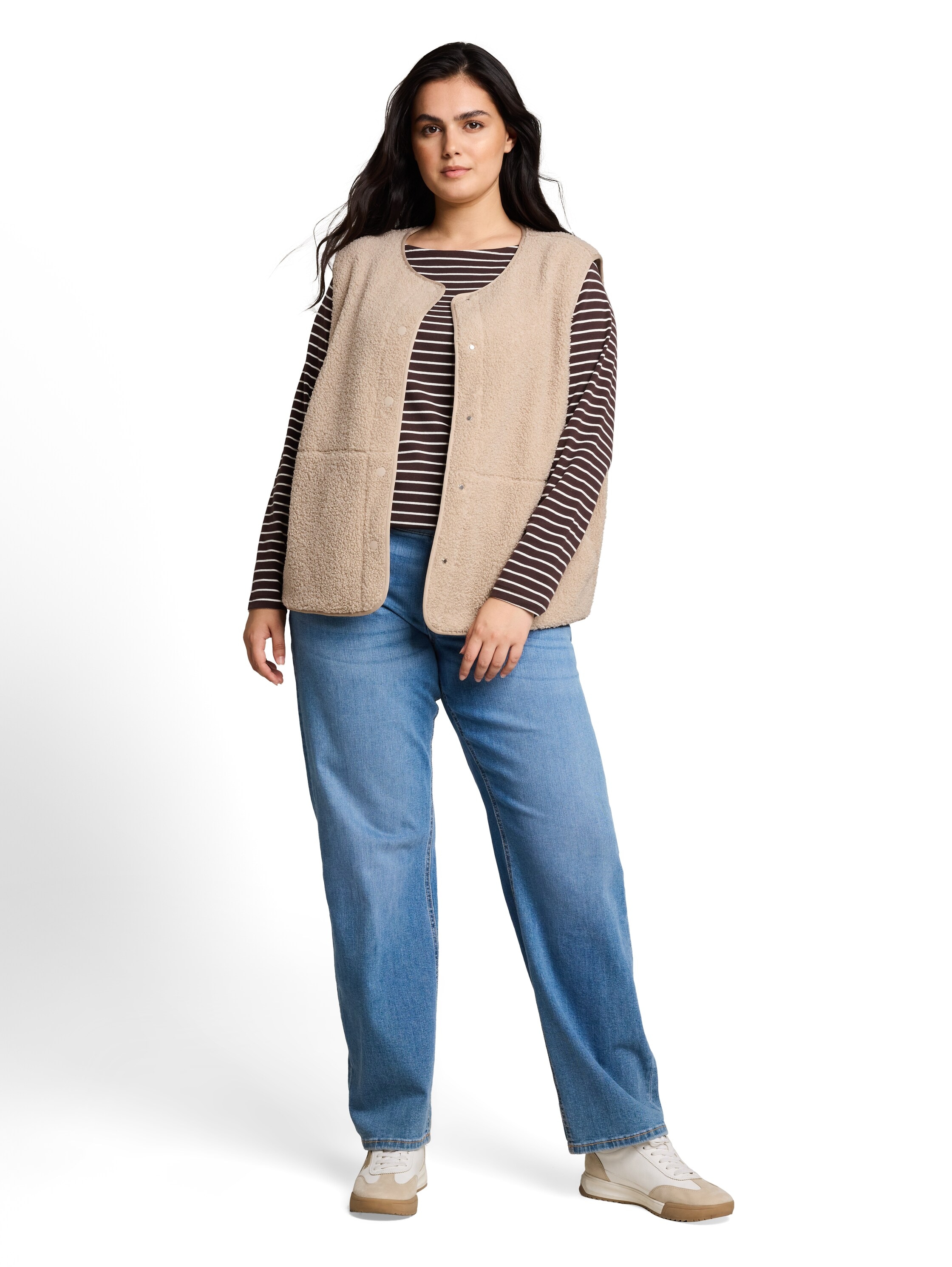TOM TAILOR PLUS Fleeceweste »TTP Sweatshirt« mit Druckknöpfen / Grosse Grössen