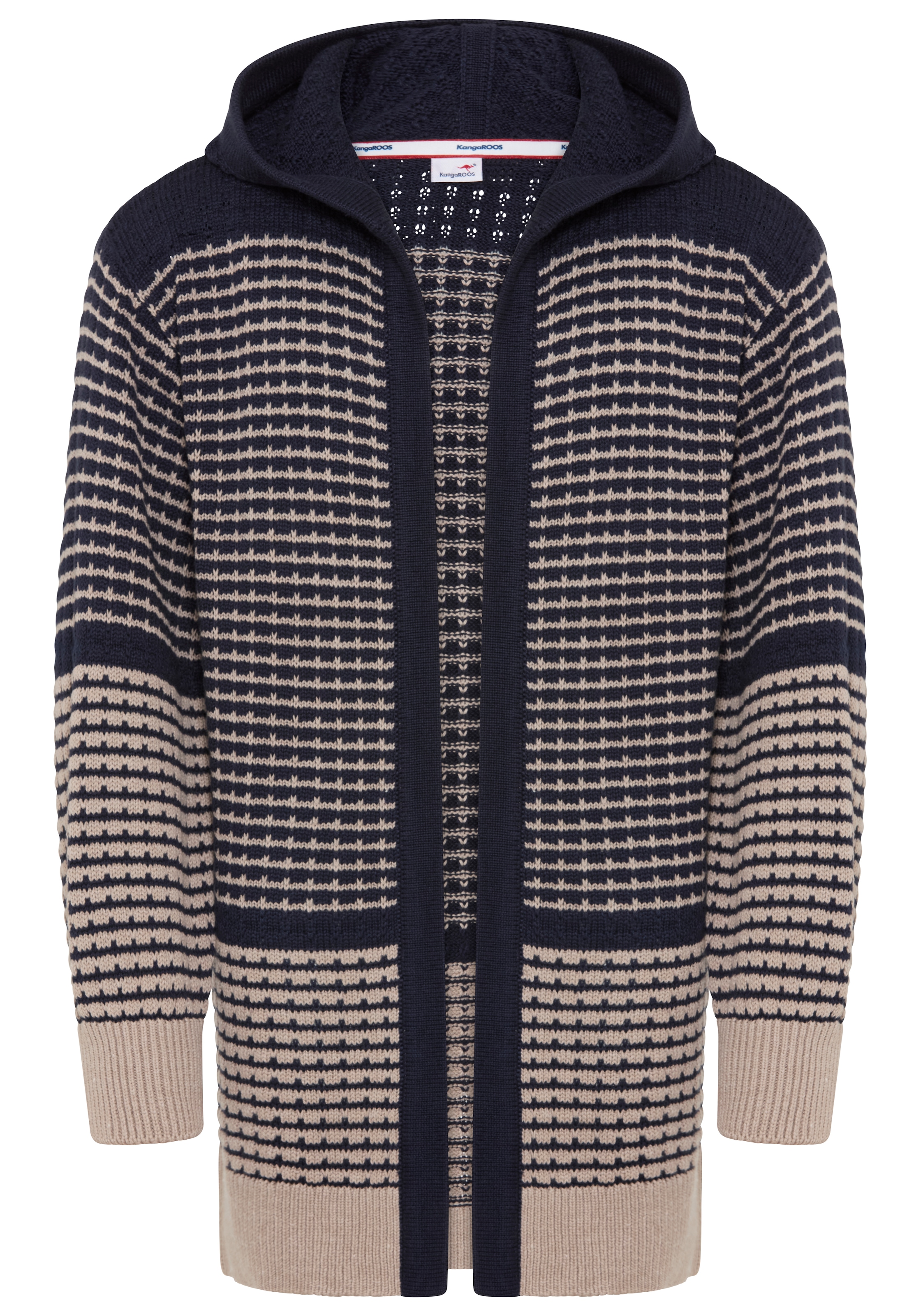 KangaROOS Veste en tricot »Long-Strickjacke mit modischen Ringelmuster von KangaROOS« Long gilet, coupe décontractée, qualité grosse maille