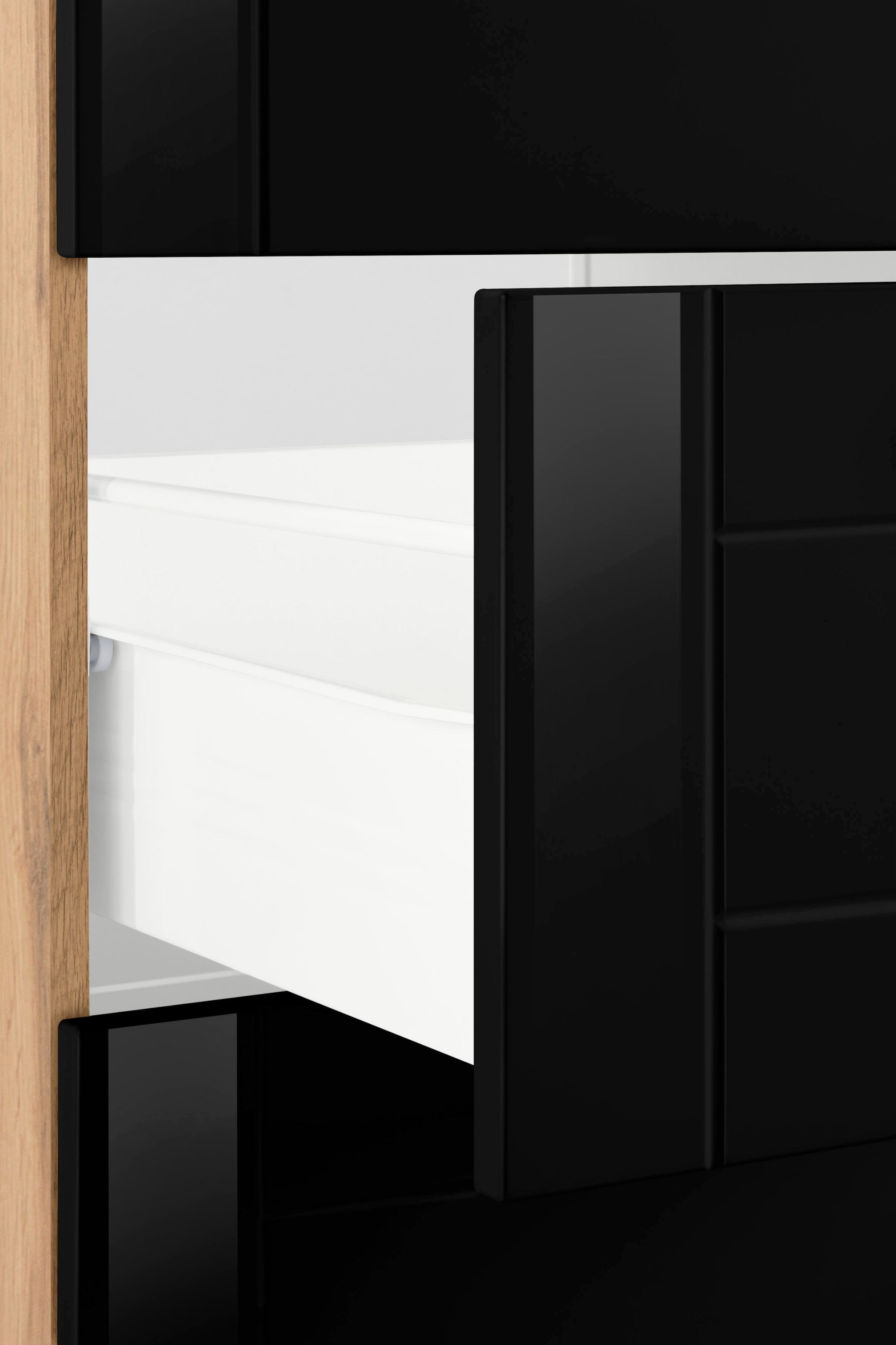 KOCHSTATION Armoire d'encastrement pour table de cuisson »KS-Tinnum« 60 cm de large, 2 tiroirs, poignées métal, façades MDF
