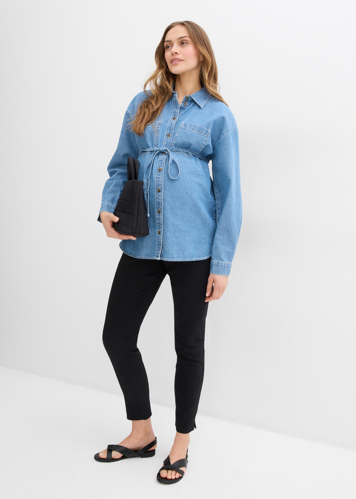 bonprix Pantalon de grossesse  aus Bengalin mit Elasthan, mit elastischem Gummizug vorne und hinten