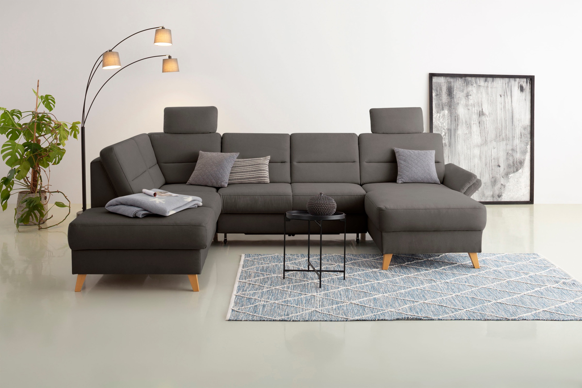 Home affaire Paysage de salon »Westerland U-Form« Federkern, wahlweise Bettfunktion, Stauraum und Armlehn-Verstellung