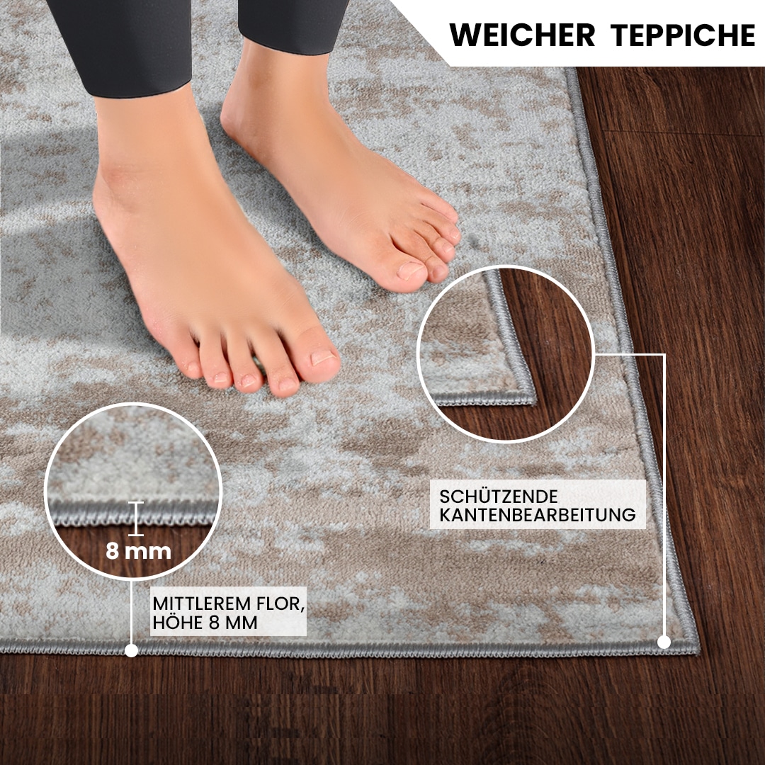 Livabliss Tapis »WAMBA« Rectangulaire 10 mm Höhe Moderner Designerteppich in Marmor Optik, Kurzflor Wohnzimmerteppich