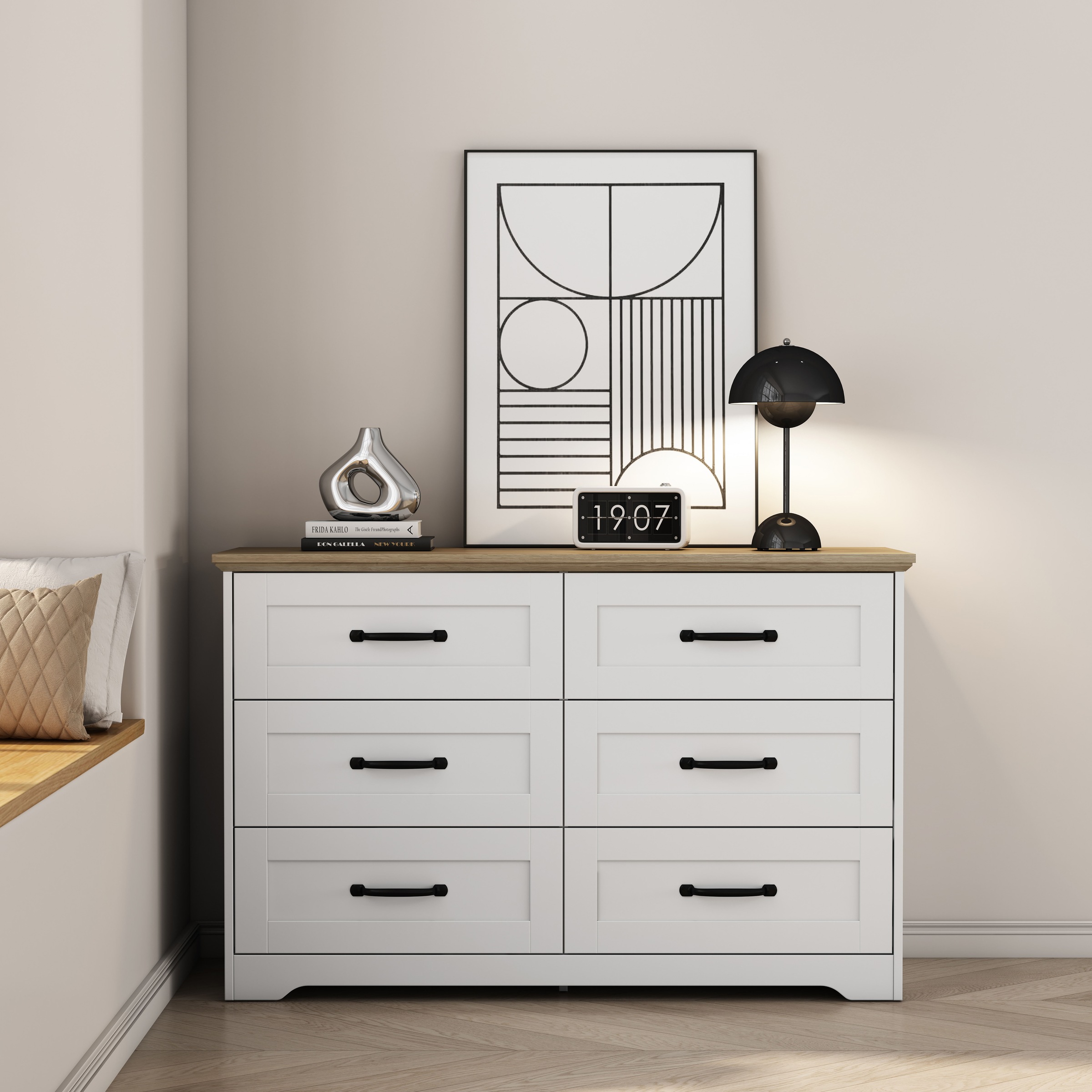 GOODproduct Schubkastenkommode »Emmilia Sideboard Schubladenschrank Wäscheschrank im Landhaus Design« Scandi Design mit 6 Schubladen für viel Stauraum im Schlafzimmer,  Schrankkommode in hochwertiger Qualität