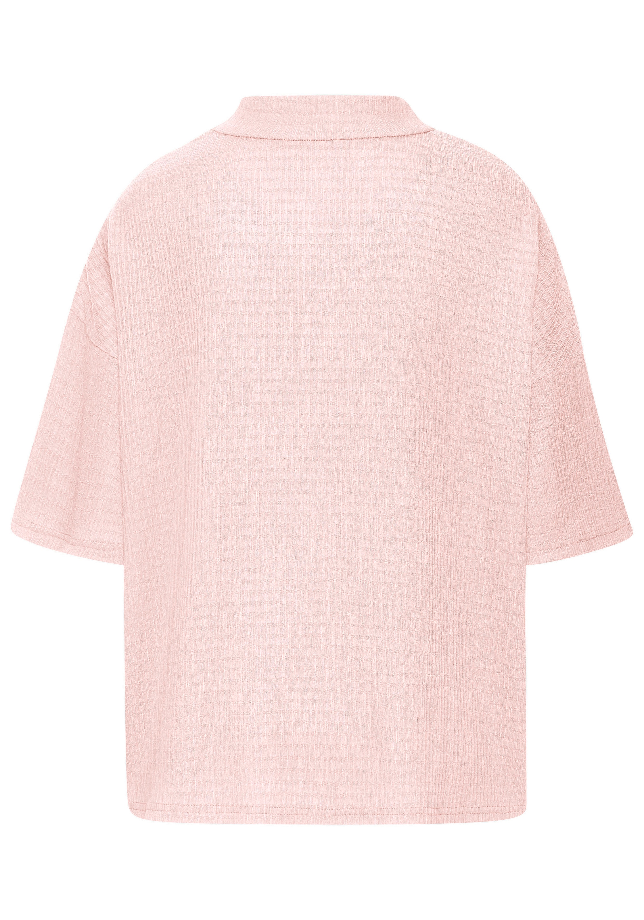 LASCANA T-shirt à manches courtes »mit Stehkragen« en crêpe aéré, infroissable