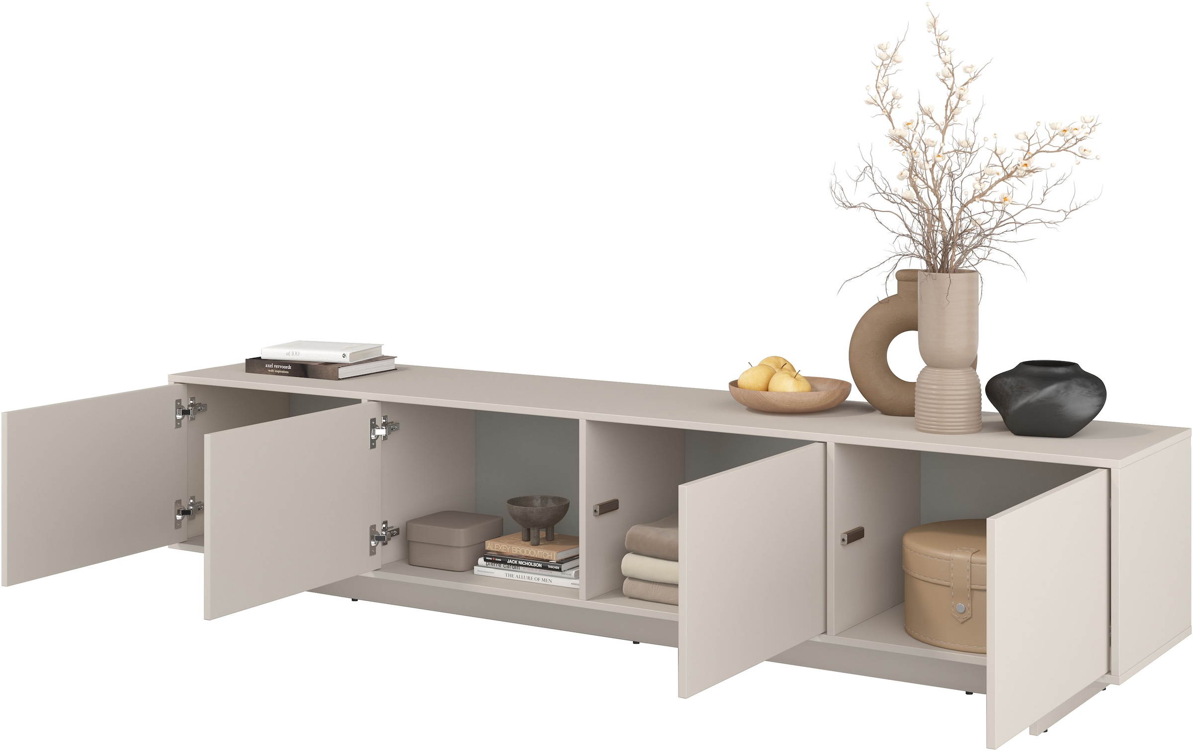 GOODproduct Lowboard »Tatami, Modernes griffloses TV-Board, Breit 220,50cm, TV-Schrank« TV-Schrank, TV-Board mit viel Stauraum, push-to-open-Funktion
