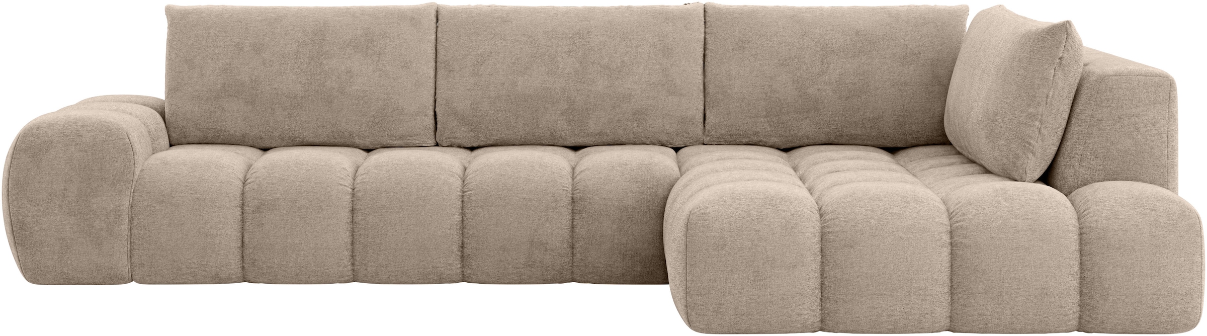INOSIGN Ecksofa »AZITA Designsofa, elegant und bequem L-Form, Bubble-Optik« lose Rückenkissen, traumhafte Steppung, Masse B/T/H: 352/210/72 cm