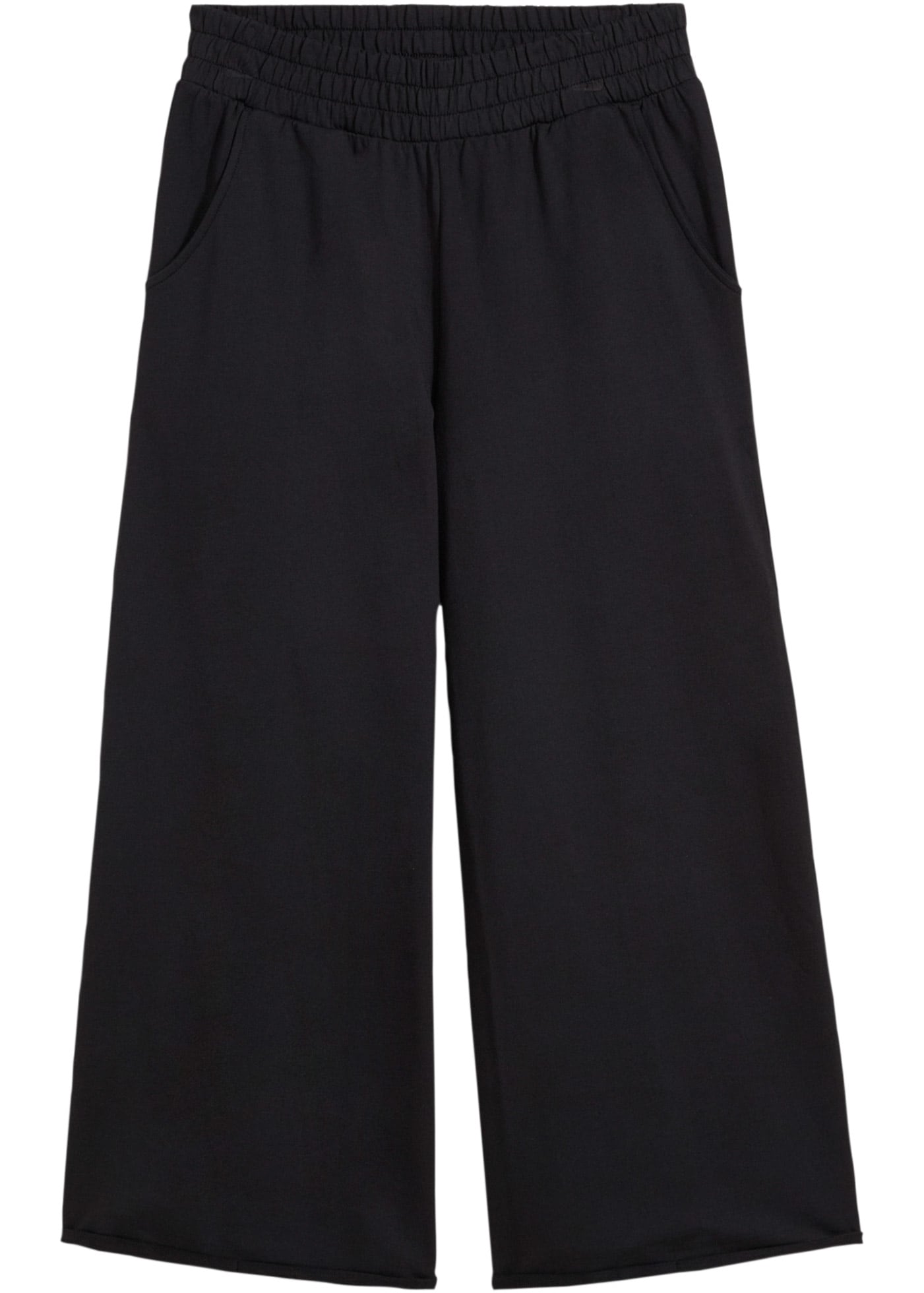 bonprix Pantalon sweat  aus Baumwolle, lockere Passform, weites Bein, bequemer Bund