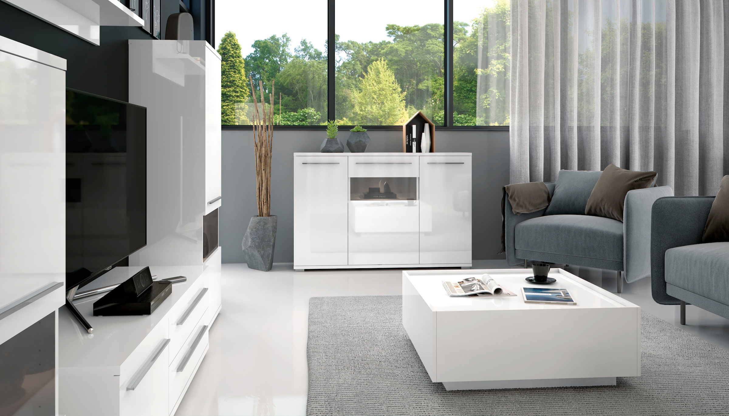 GOODproduct TV-Board »Piano« (H/B/T): 46,2/150/45,2cm,  UV lackiert, mit Soft-Close-Funktion