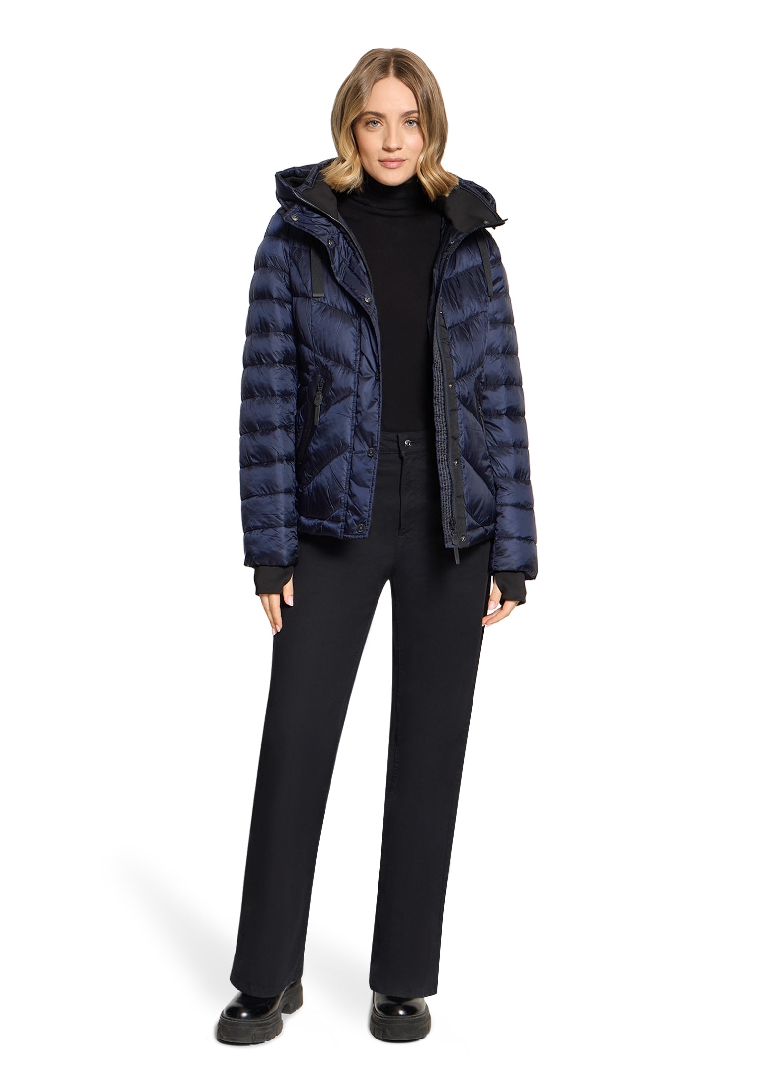 Gil Bret Steppjacke mit Kapuze mit abnehmbarer Kapuze und verdecktem Reissverschluss
