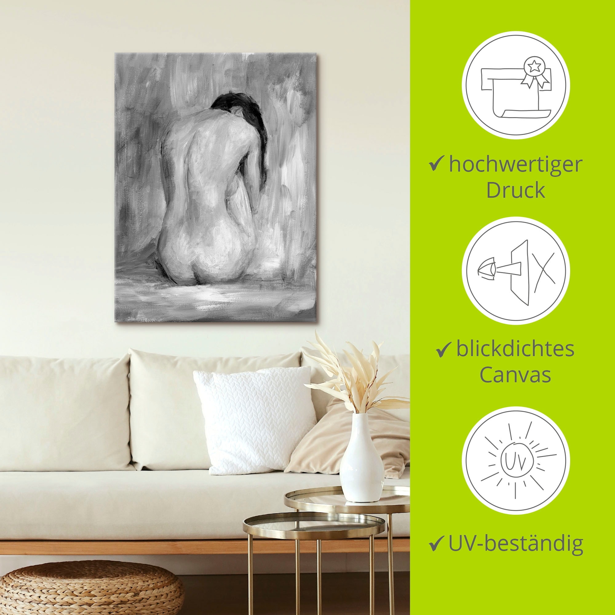 Artland Leinwandbild »Figur in schwarz & weiss II« Frau 1 Stk. tlg. auf Holzrahmen gespannt