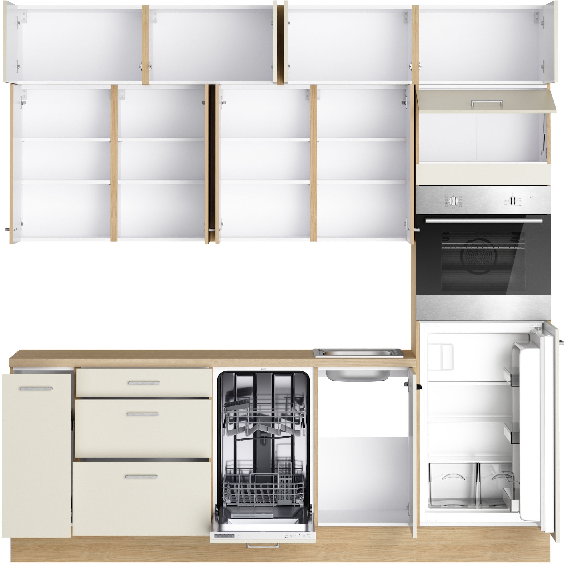 KOCHSTATION Kitchenette »KS-Lucy« Breite 240 cm, Soft-Close, inkl. Zubehör, wahlweise mit Geschirrspüler