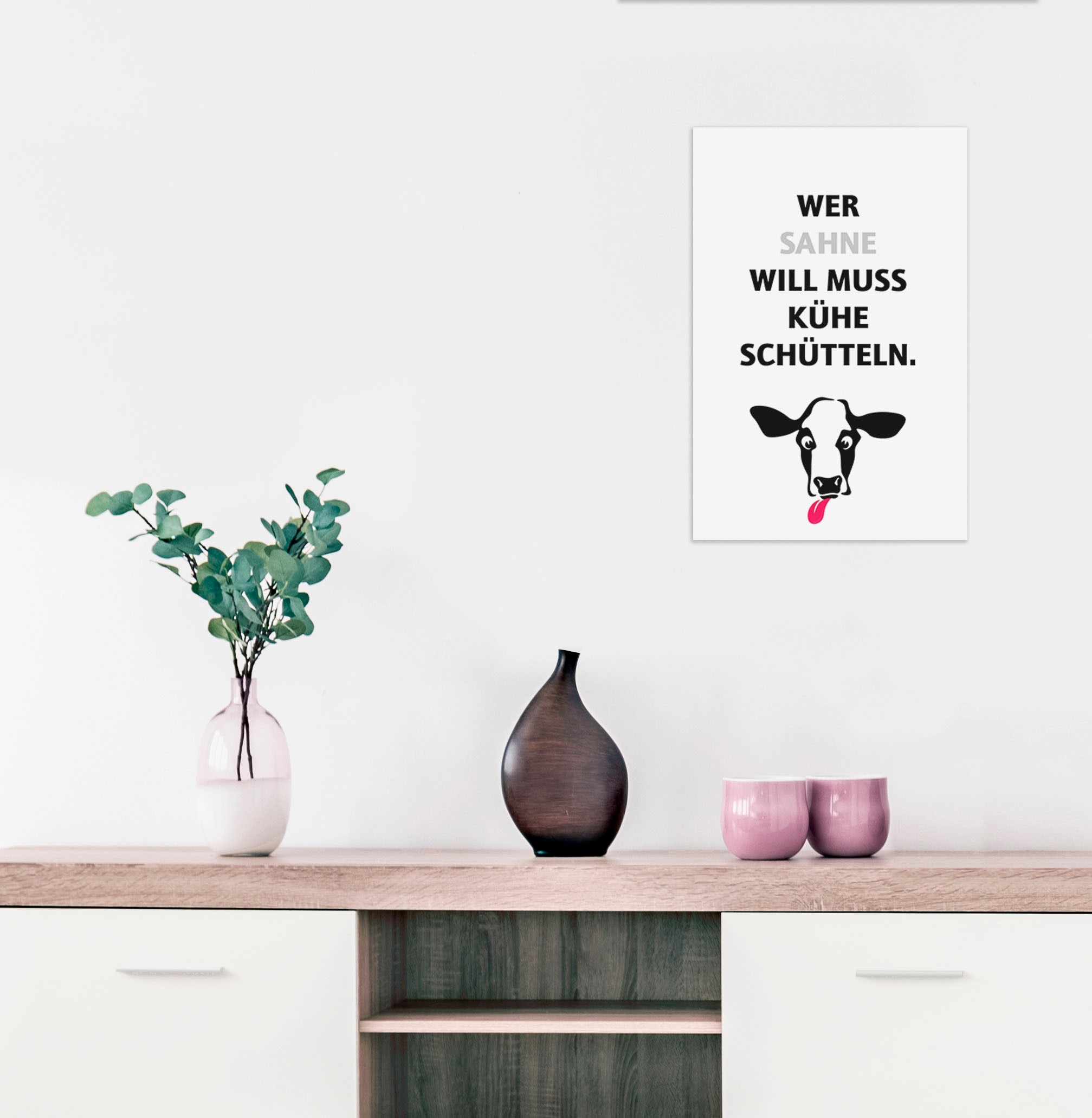 queence Wanddekoobjekt »Sahne« Stahlschild, Blechschild, Spruch, Witzig, Wanddeko, retro, 20x30cm