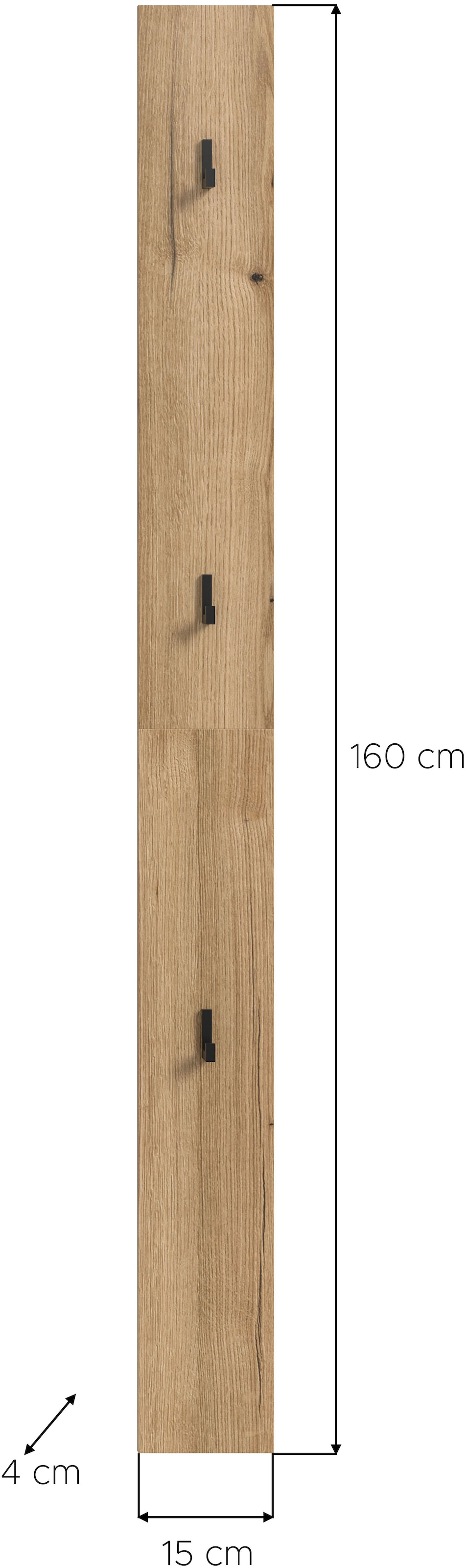 Home affaire Panneau de vestiaire 1 cuis tlg. Oran, Evoke Oak, Garderobenpaneel mit drei Haken, Flurgarderobe