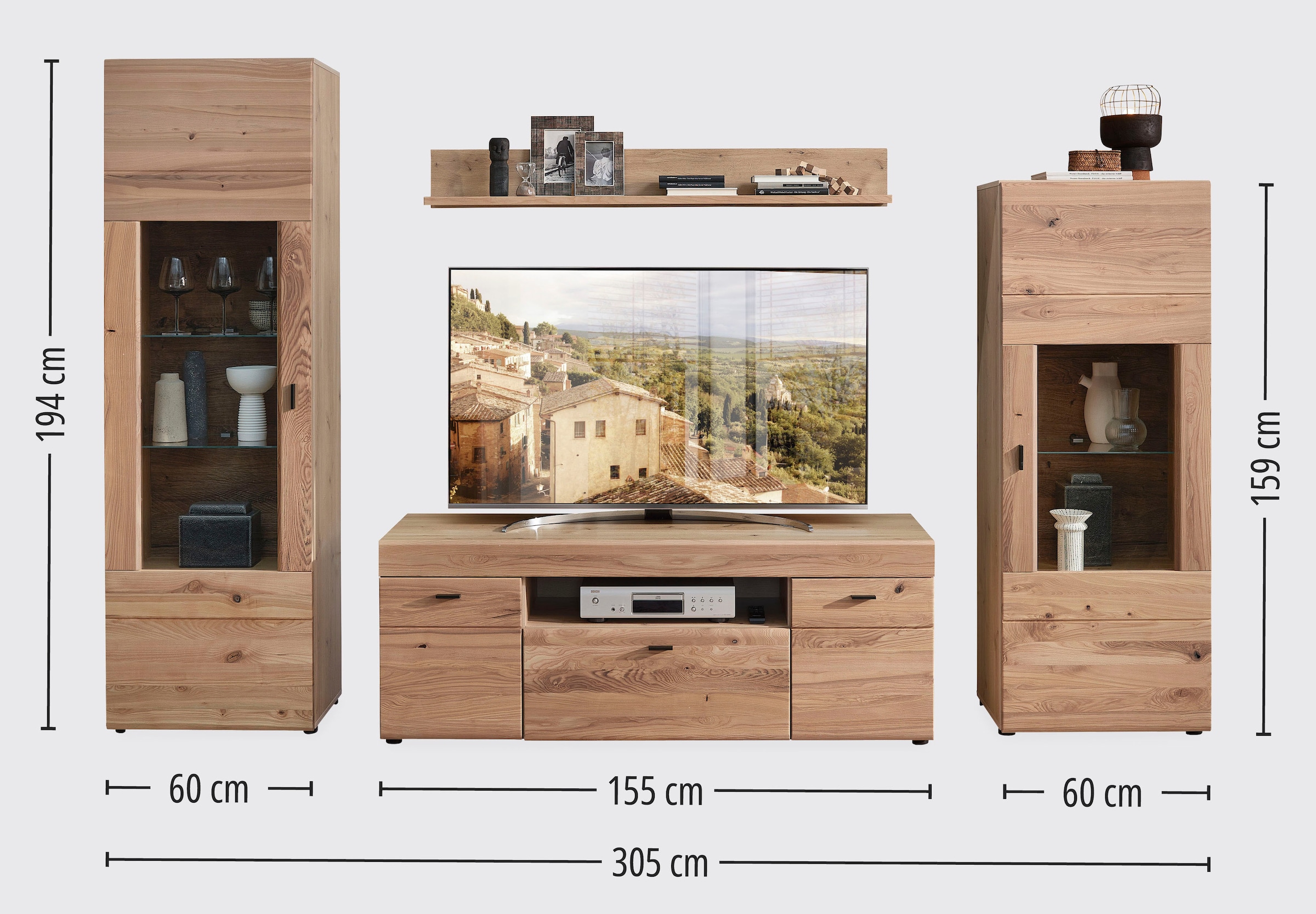 Wohnconcept Meuble mural »MALAGA Wohnwand, 305/194/49 ( BxHxT)« 4 cuis tlg.