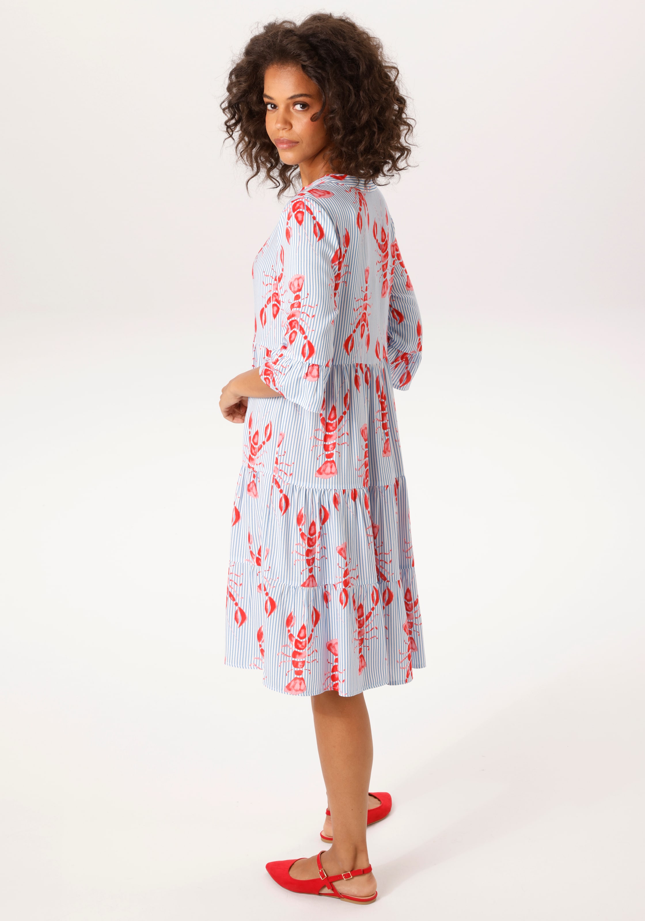 Aniston CASUAL Tunikakleid , gestreift und mit Krebsen bedruckt - NEIUE KOLLEKTION