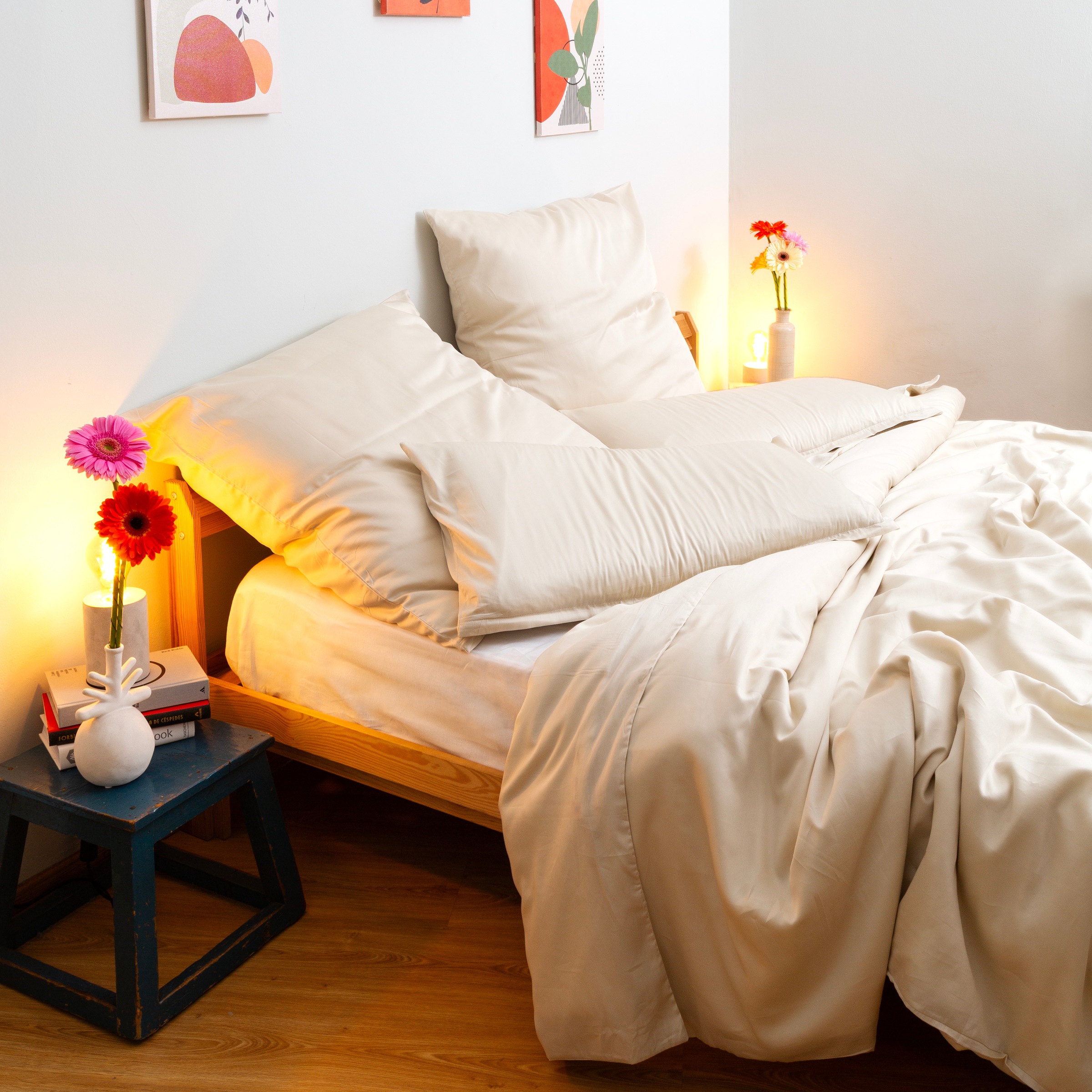 Wolkenfeld Housse de coussin »Mako-Satin Baumwolle Kopfkissenbezug - Premium Kissenbezug« Grösse 80x80 und 40x80 cm; versteckter Reissverschluss