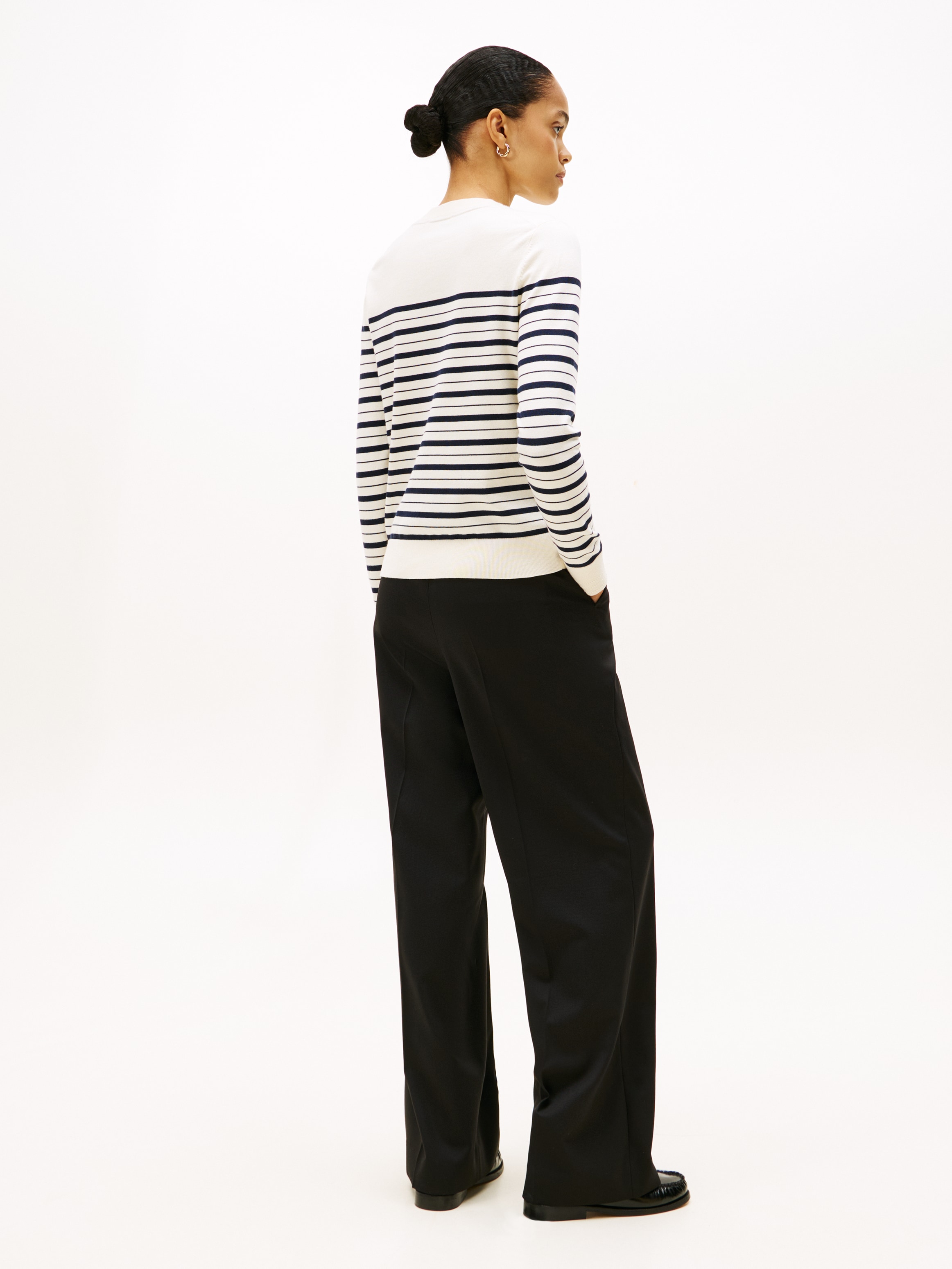 Tommy Hilfiger Pull à col rond »CO JERSEY STITCH LS C-NK SWT« avec broderie du logo