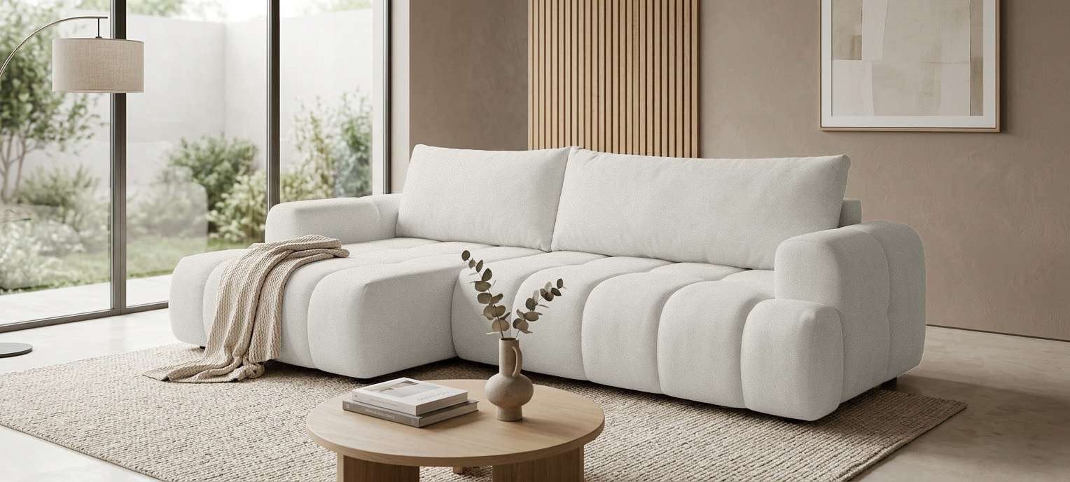 GOODproduct Canapé d'angle »LIOORA Schlafsofa mit Bettkasten, Breite 265 cm, Verlässliche Qualität« Forme en L avec fonction lit et coffre, méridienne droite/gauche