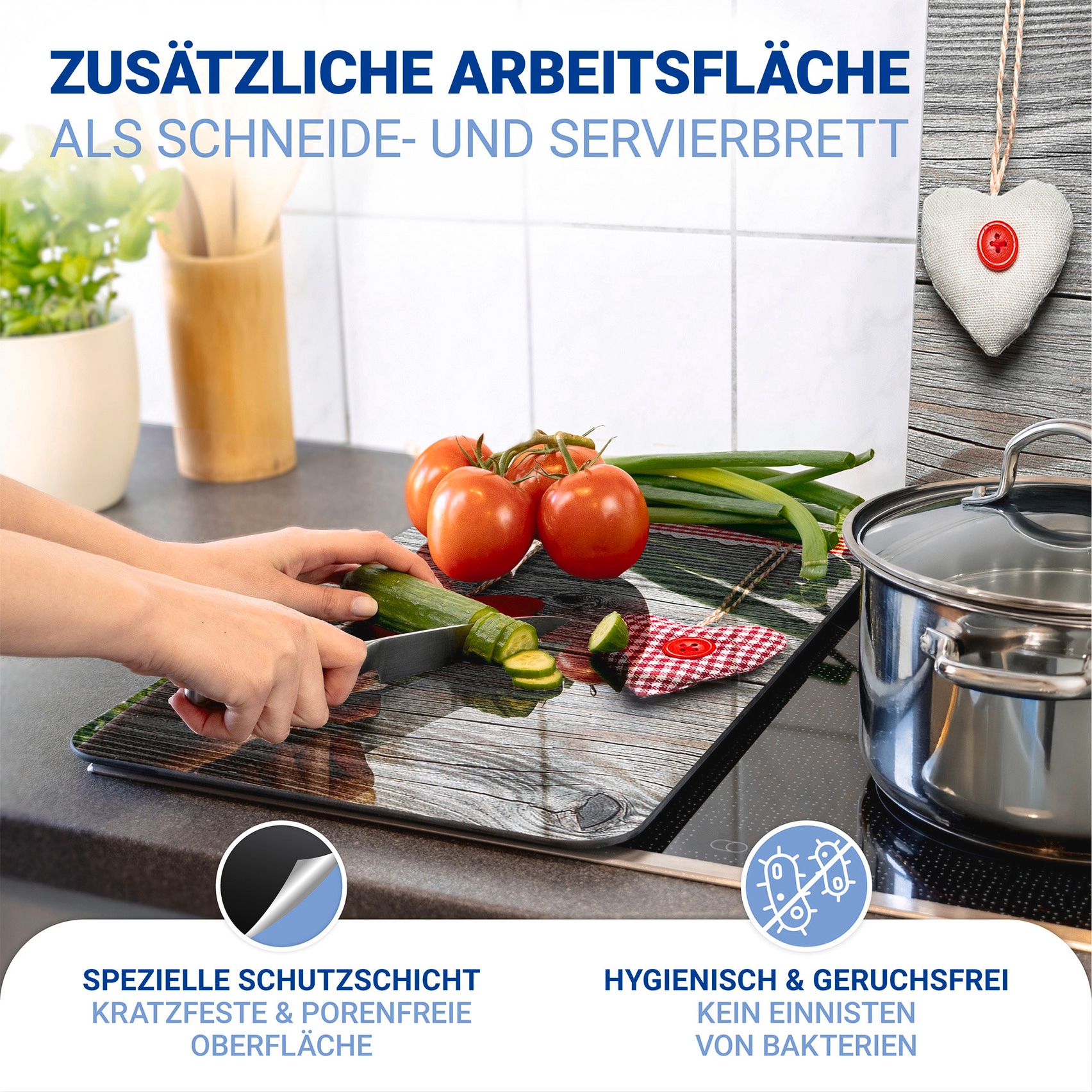 WENKO Herd-Abdeckplatte »Universal Modell Herzen« Herdabdeckung für alle Herdarten, kratzfest, mit rutschfesten Füssen