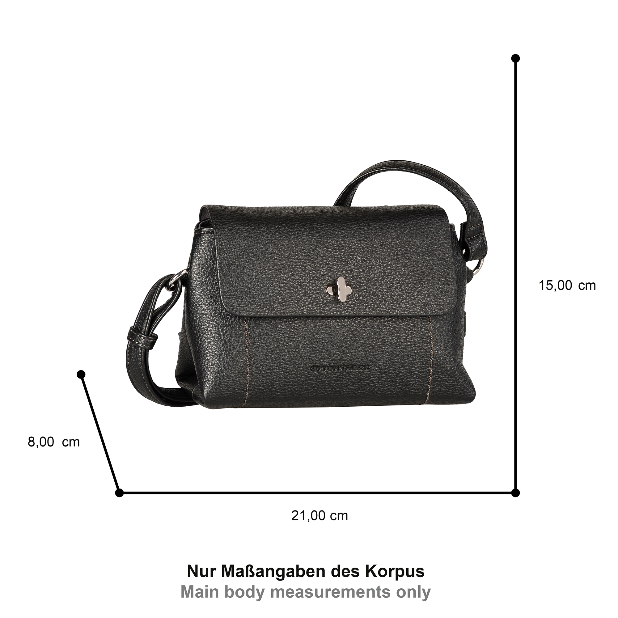 TOM TAILOR Sac à bandoulière »Elif« Imitation cuir finement grainé avec serrure tournante élégante et logo délicat