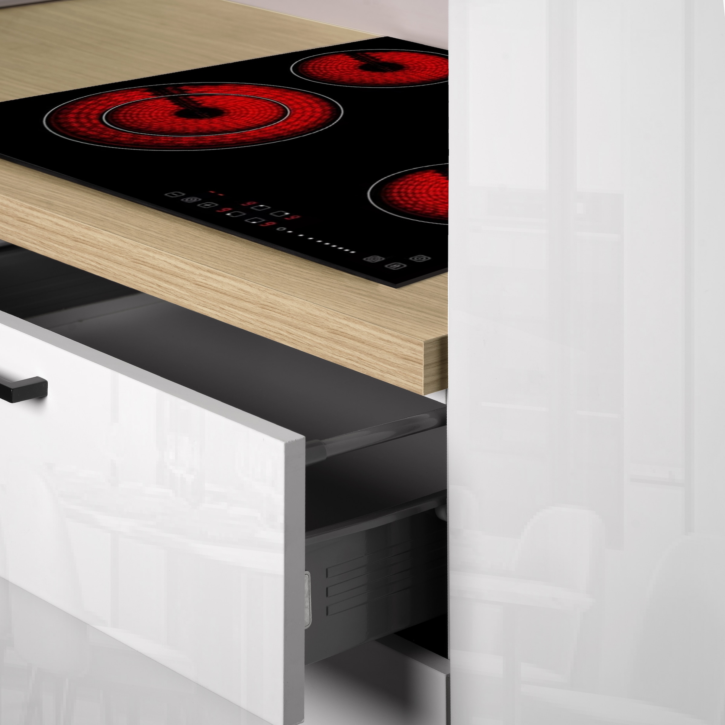 KOCHSTATION Kitchenette »Luna, Einbauküche, Zeilenküche, mit Soft-Close Funktion, Made in Italy« Breite 300 cm ohne E-Geräte, mit Spüle+Siphon und Aufsatz