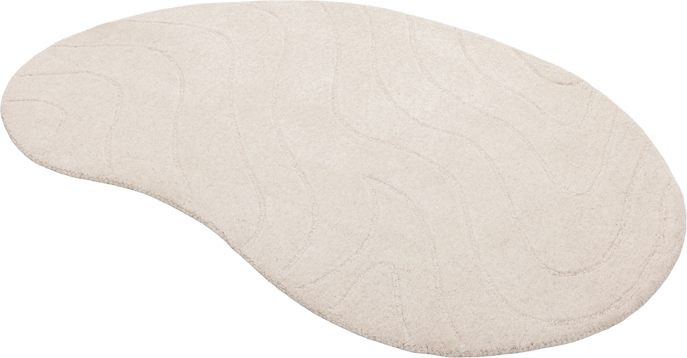 LeGer Home by Lena Gercke Tapis en laine »Zarrah, mit Wellendesign, besondere Form, organisch« ovale 14 mm Höhe Laine pure, moderne, scandinave, chambre à coucher, salon, salle à manger