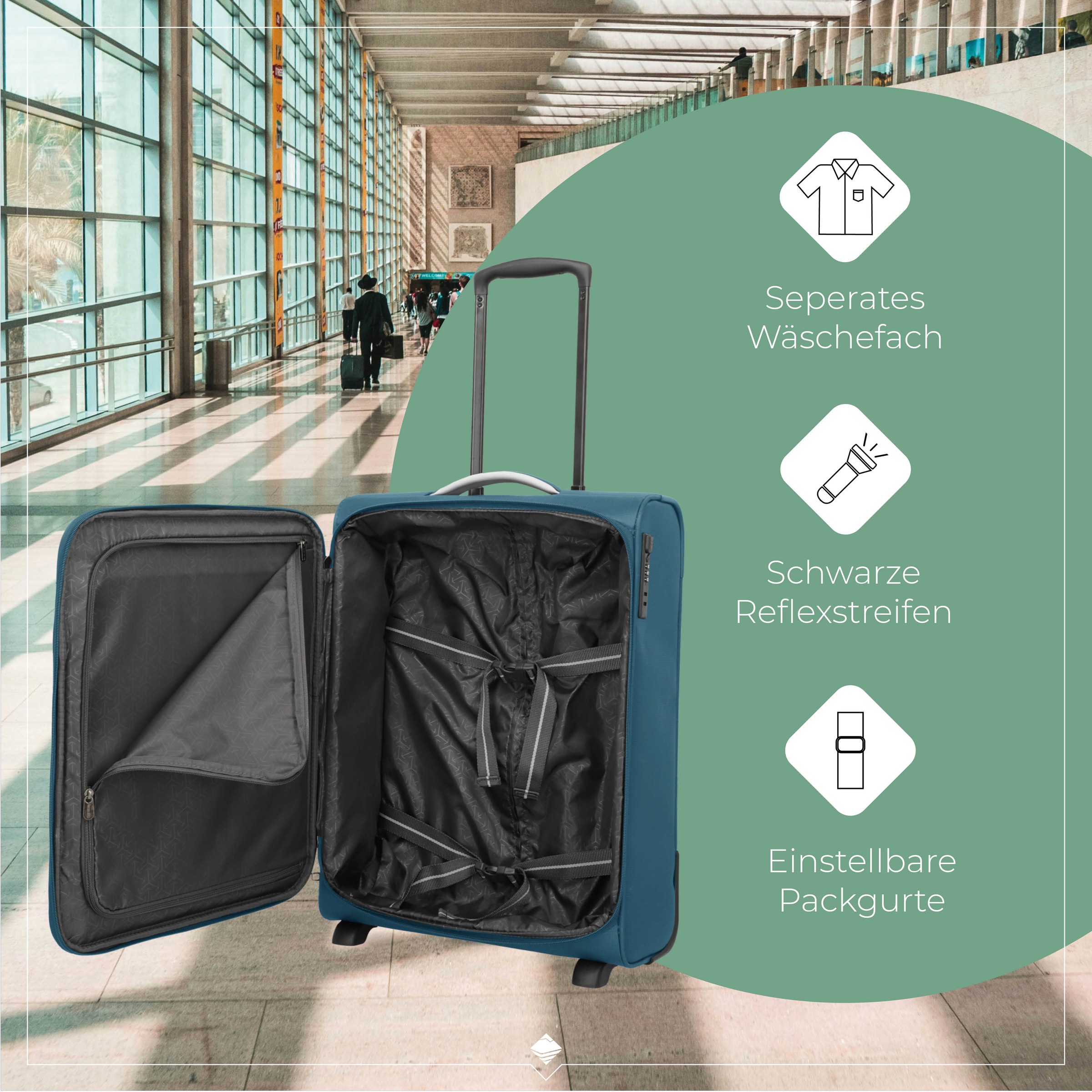 travelite Handgepäck-Trolley »JETPACK Multi 2 Cabin Handgepäck Koffer« 41 l 2 Rollen Weichgepäck, passend für Ryanair, Condor und viele gängige Airlines