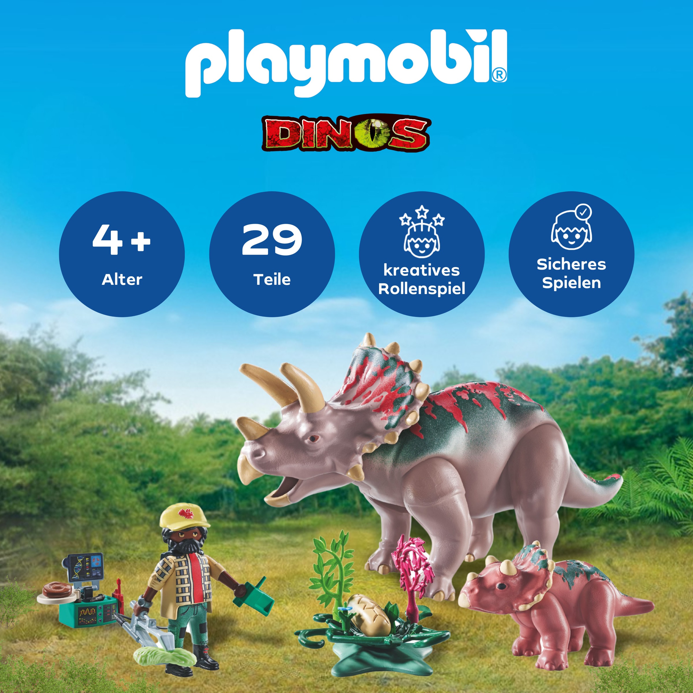 Playmobil® Jeu de construction »Triceratops mit Jungtier (71821), Playmobil Dinos«