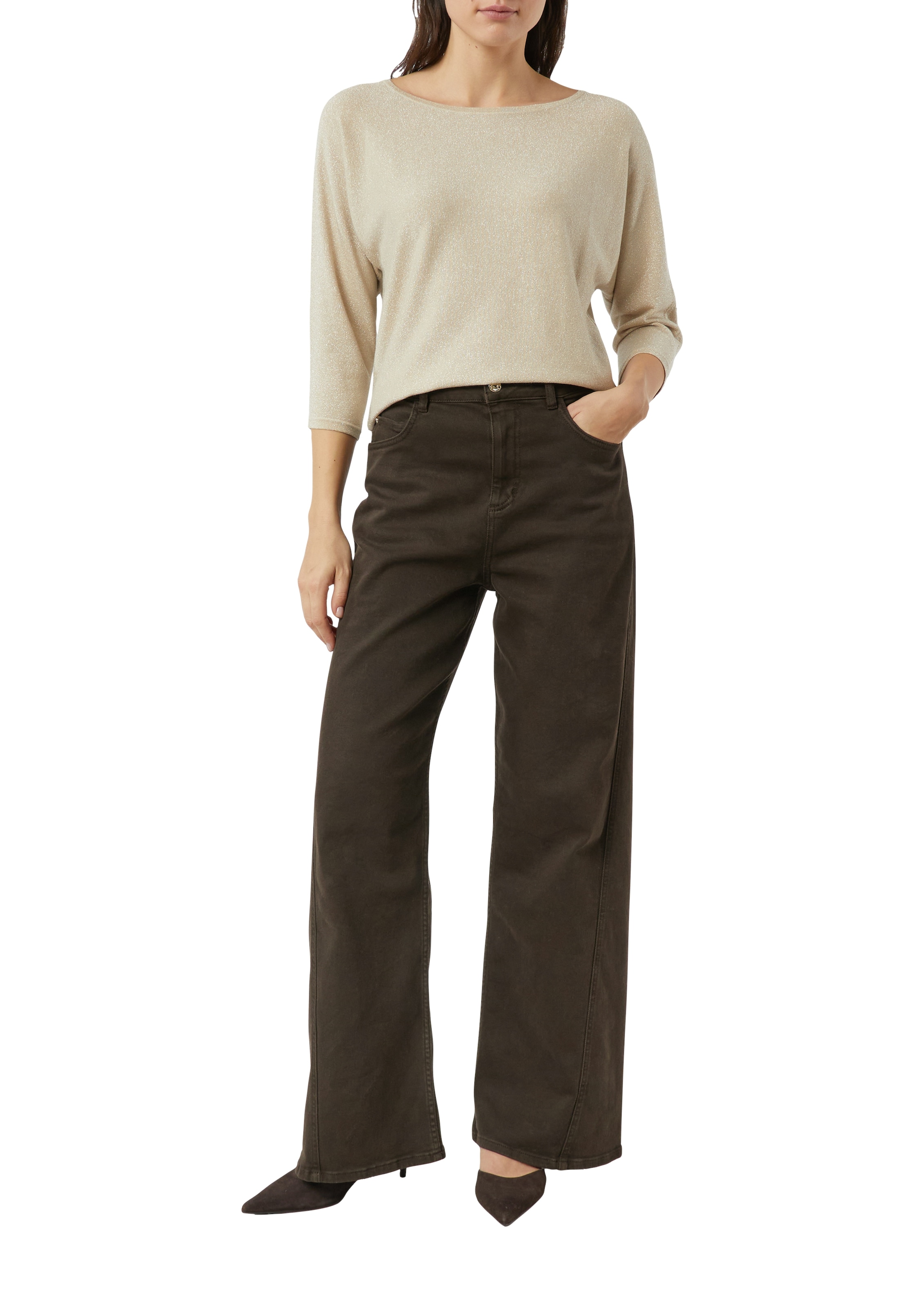 Comma Pull à manches 3/4 mit Glitzerdetails