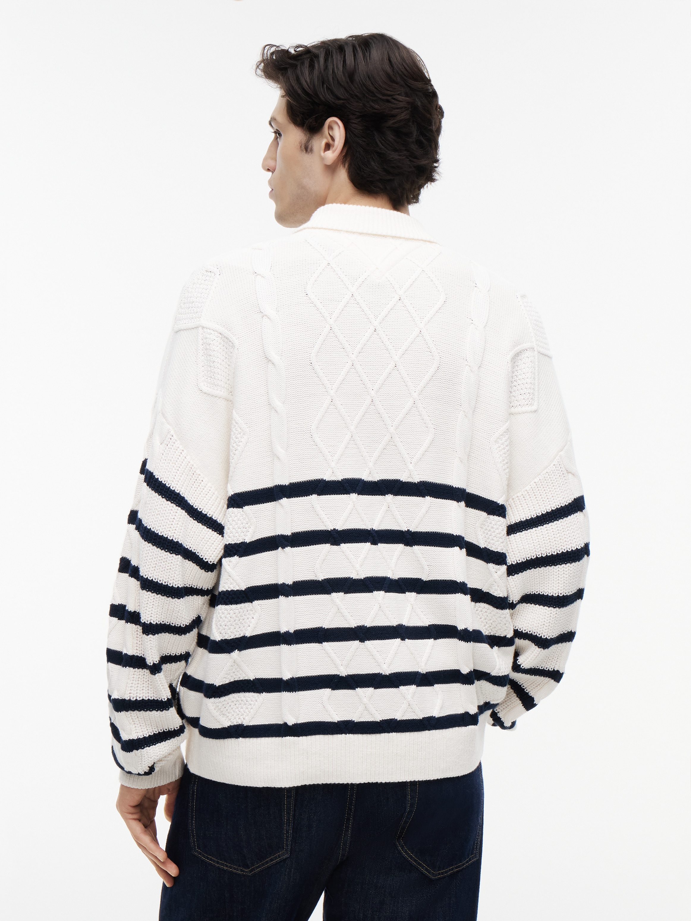 Tommy Jeans Cardigan »RELAXED STRIPE CABLE BUTTONUP« Coupe décontractée avec motif torsadé