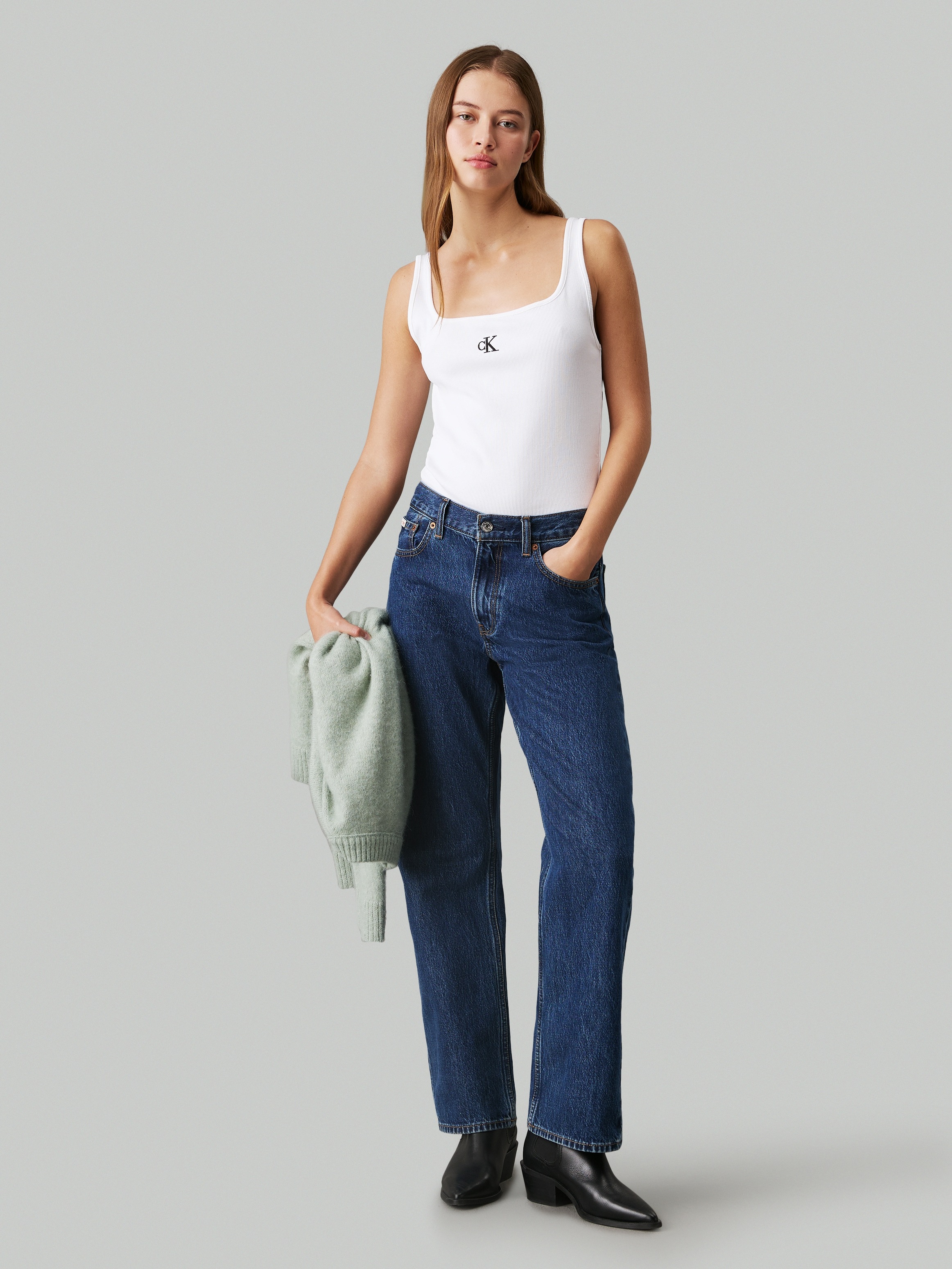 Calvin Klein Jeans Débardeur »CK RIB TANK TOP« mit eckigem Ausschnitt