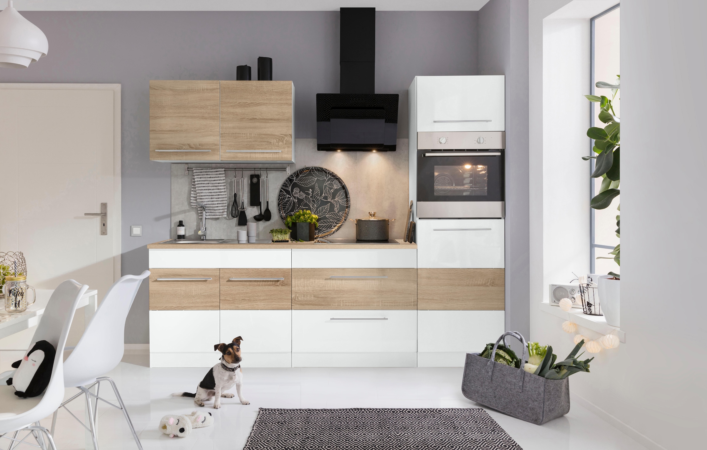 KOCHSTATION Kitchenette »KS-Trient« largeur 240 cm, avec appareils électriques en option, avec plan de travail