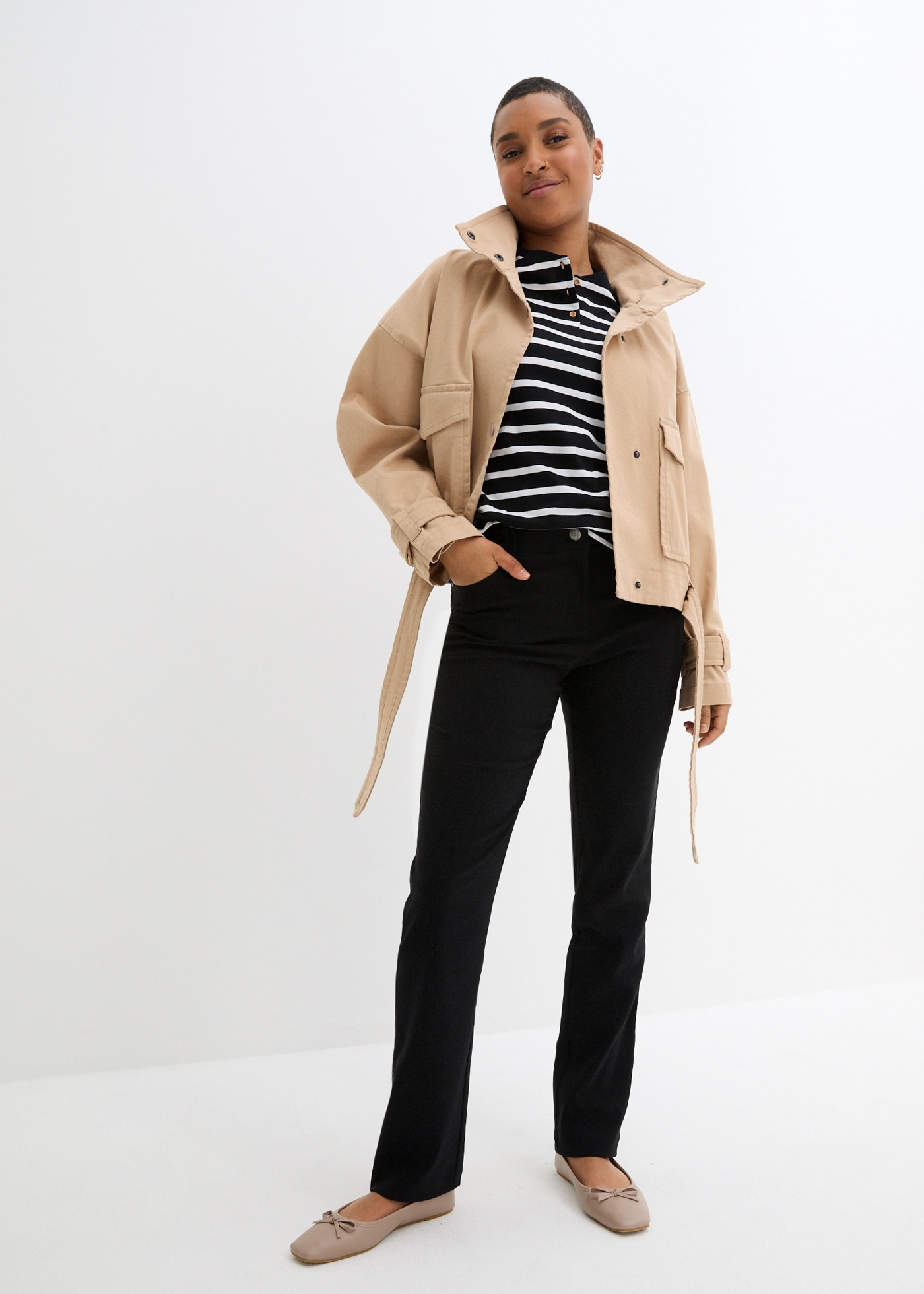 bonprix Pantalon stretch »Bengalin-Stretch-Hose mit Bequembund, Straight«  aus Polyester, Viskose und Elasthan, mit Bequembund, Regular Fit