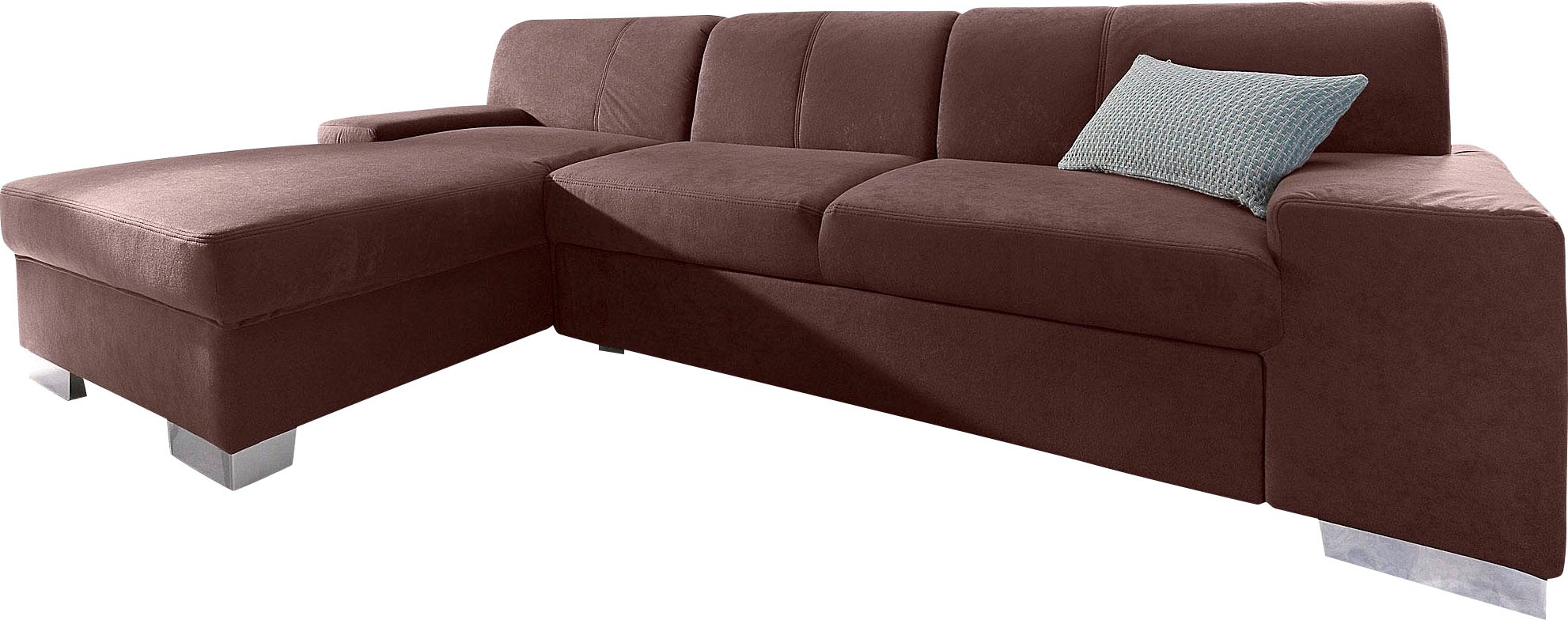 DOMO collection Canapé d'angle »Star, zeitlose Formensprache, elegante Optik, Breite 248cm, L-Form« option avec fonction lit