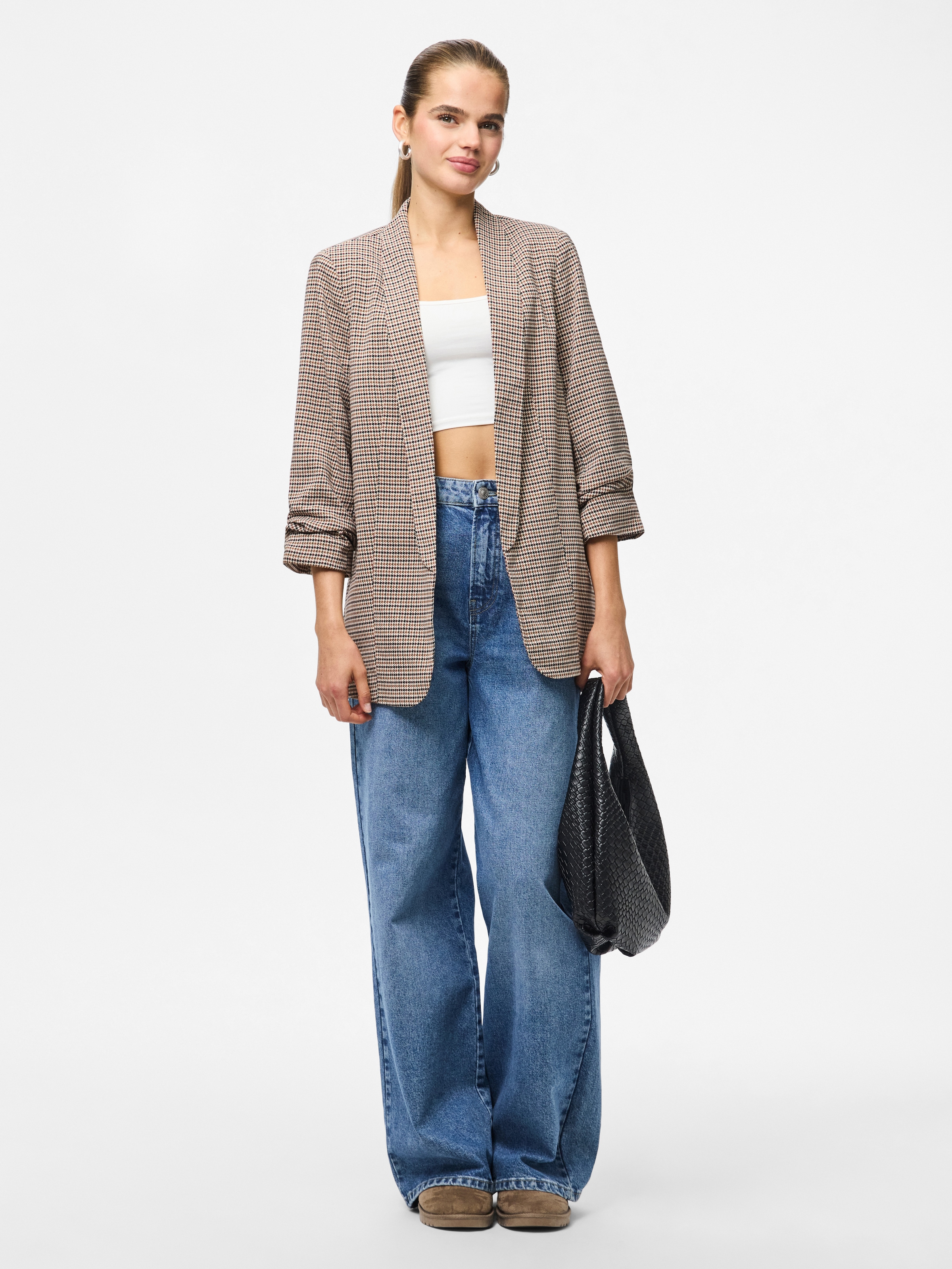 pieces Blazer chemisier »PCBOSELLA 3/4 PRINTED BLAZER NOOS« mit 3/4 Ärmel