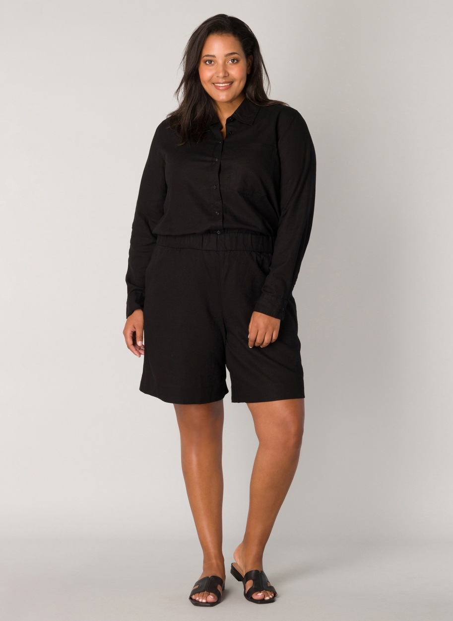 Base Level Curvy Short de détente »YARDAN«  Sommerhose aus Leinen und Viskose und mit elastischem Bund