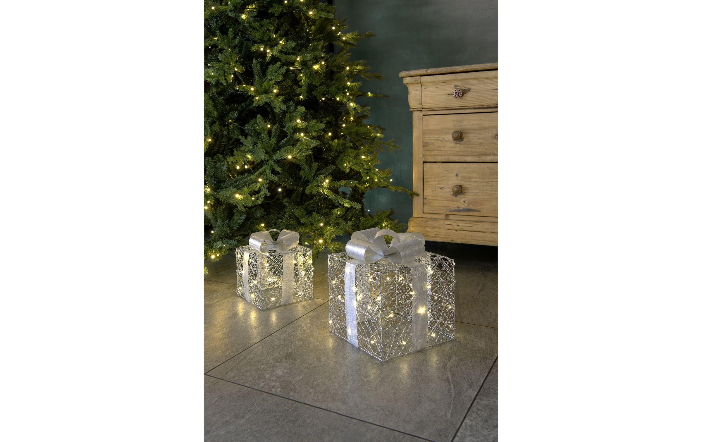 STT LED Dekofigur »Silver giftbox Set 2pcs.« Warmweiss