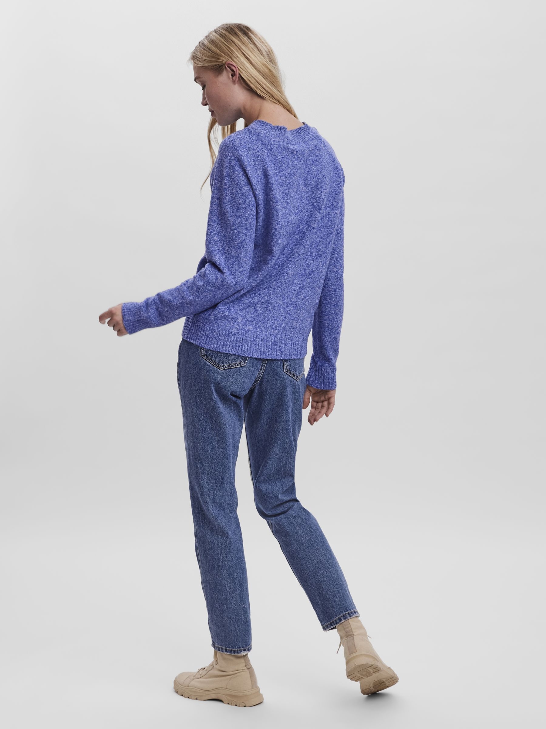 Vero Moda Pull à col rond »VMDOFFY LS O-NECK BLOUSE GA NOOS« mélange de matériaux, coupe régulière