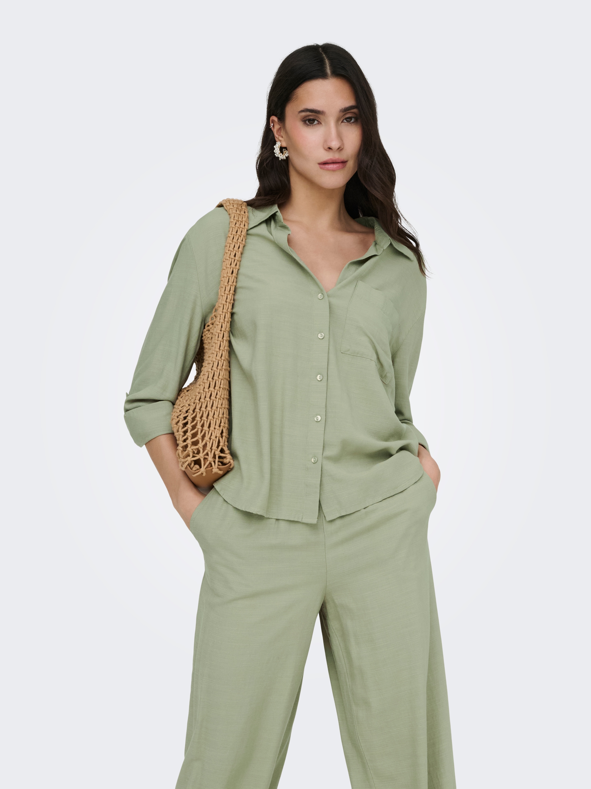 JDY Blouse chemise »JDYCAYA LINEN LOOSE L/S SHIRT WVN DIA« avec lin