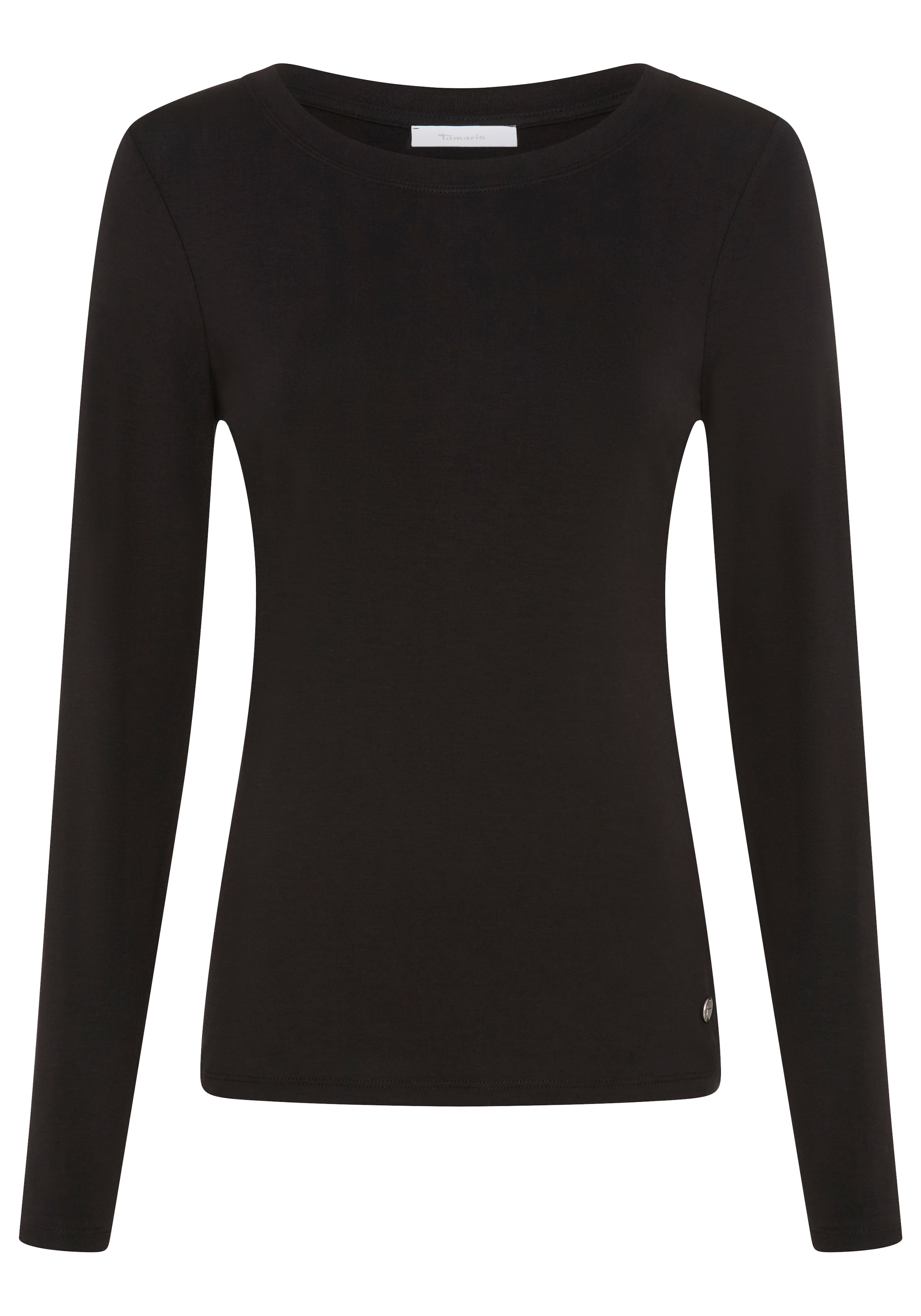 Tamaris Langarmshirt langärmliges Basicshirt mit Rundhalsausschnitt