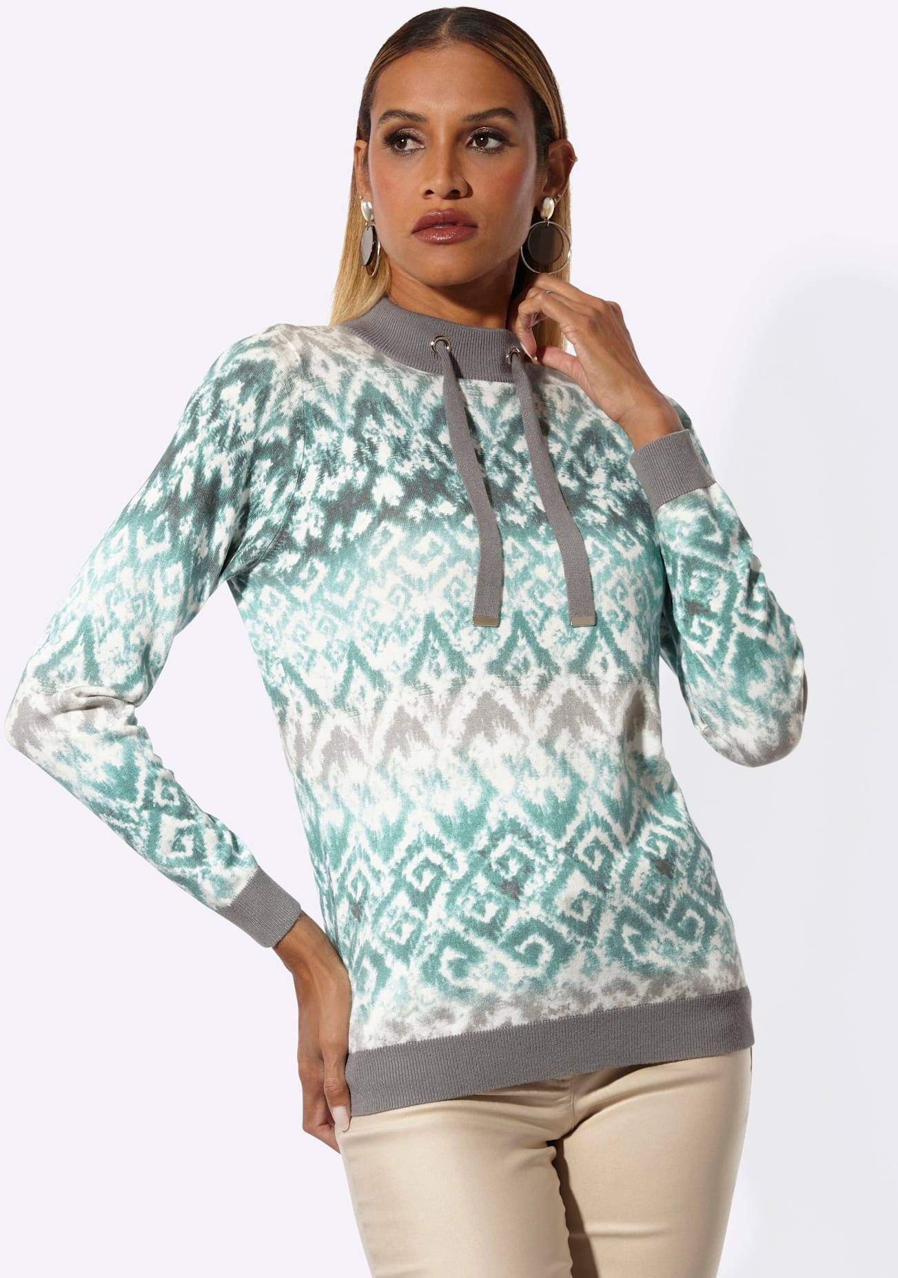creation L Pull à col montant »Druck-Pullover«