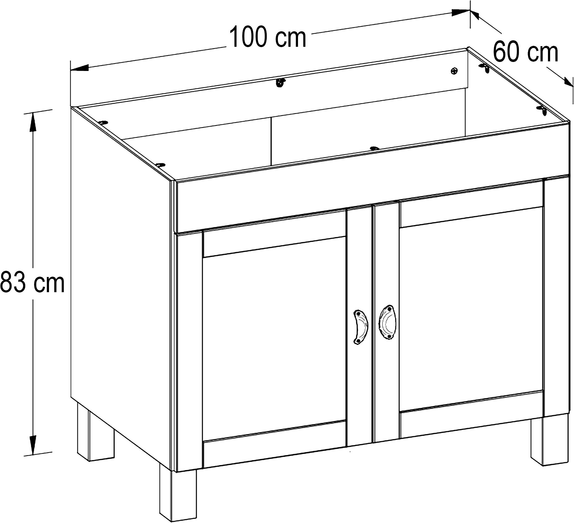 Home affaire Meuble évier »Oslo« 100 cm de large, incluant évier encastré en acier inoxydable, en pin