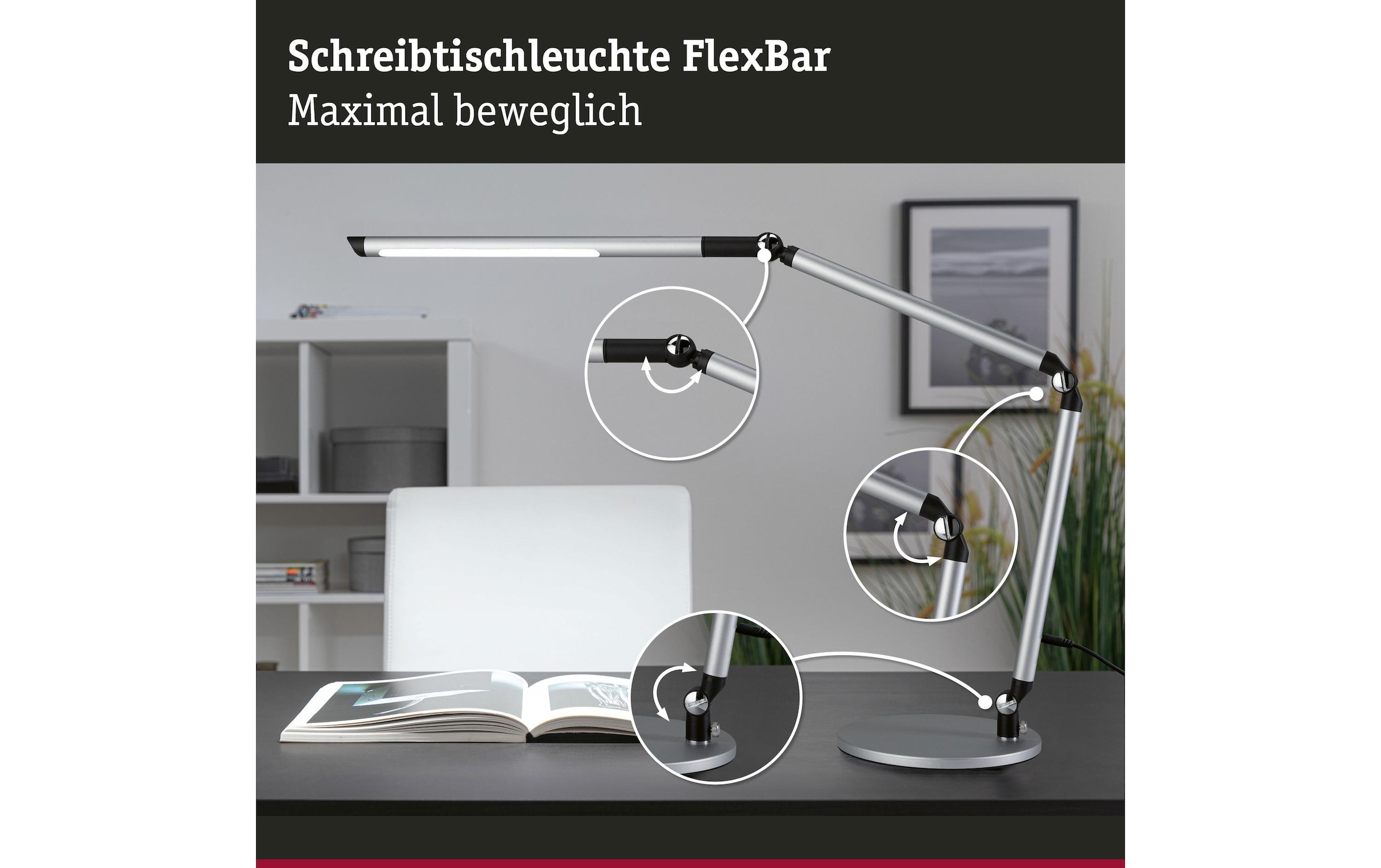 Paulmann LED Schreibtischlampe »Paulmann Schreibtischleuchte LED 3-Step-Dim Silber« LED-Modul kaltweiss | warmweiss