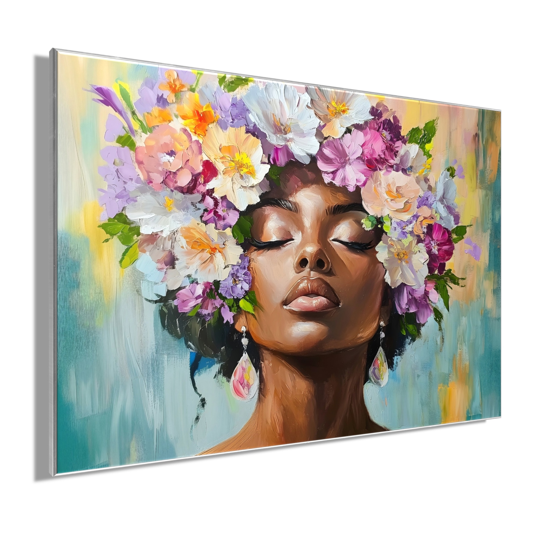Bönninghoff Peinture à l'huile »handarbeit gerahmt FRAU 78x118 cm – Wandbild Deko elegant« Femme | Fleurs | Portrait 1 cuis tlg. fabriqué à la main, chaque image est unique, cadre à joint creux
